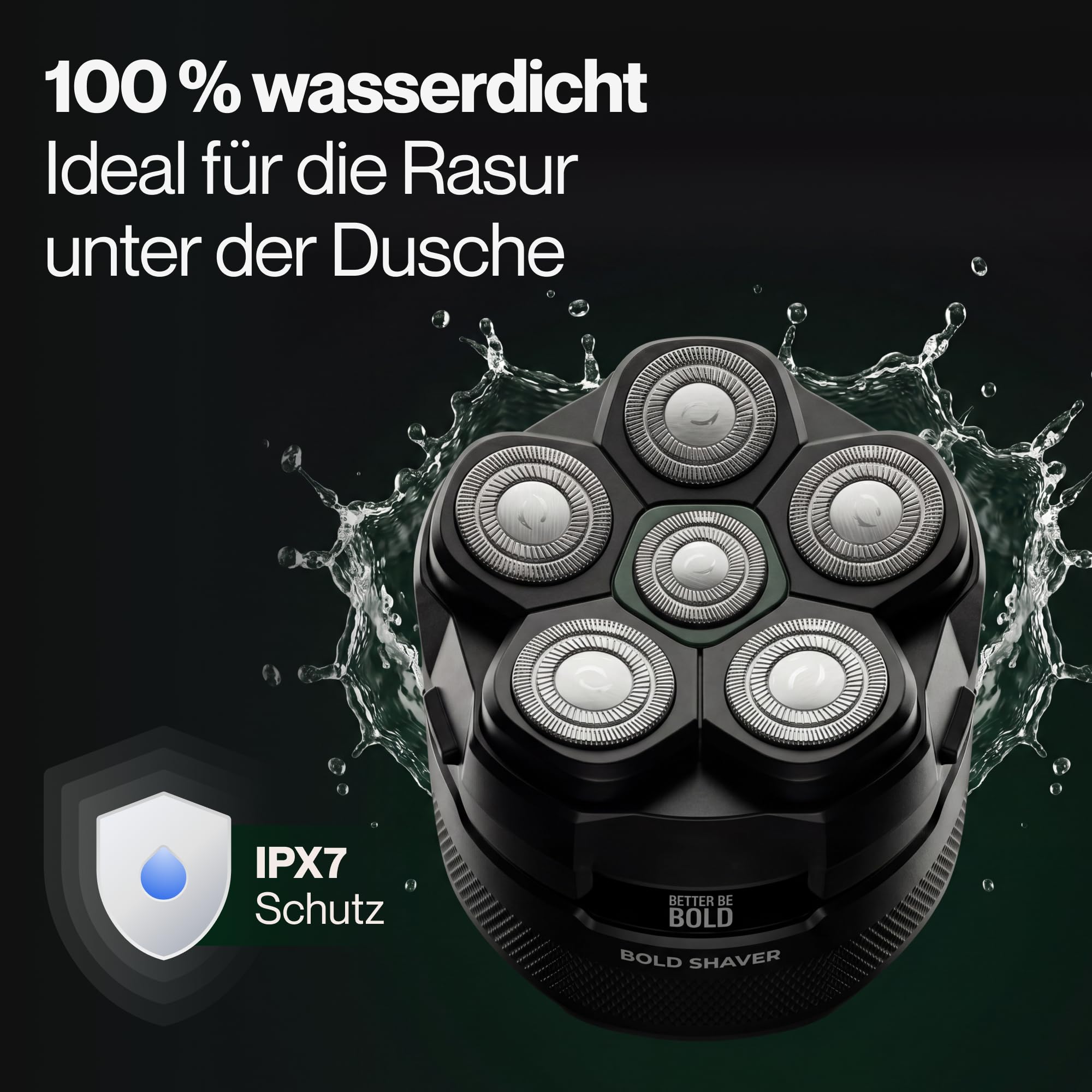BETTER BE BOLD – Glatzenrasierer & Glatzencreme Anti-Shine 50ml SET – Mattierende Pflege für Glatze 0–3 mm – Beruhigt nach der Rasur – ohne Schnittgefahr und Hautirritationen – Shaver auch für Bart