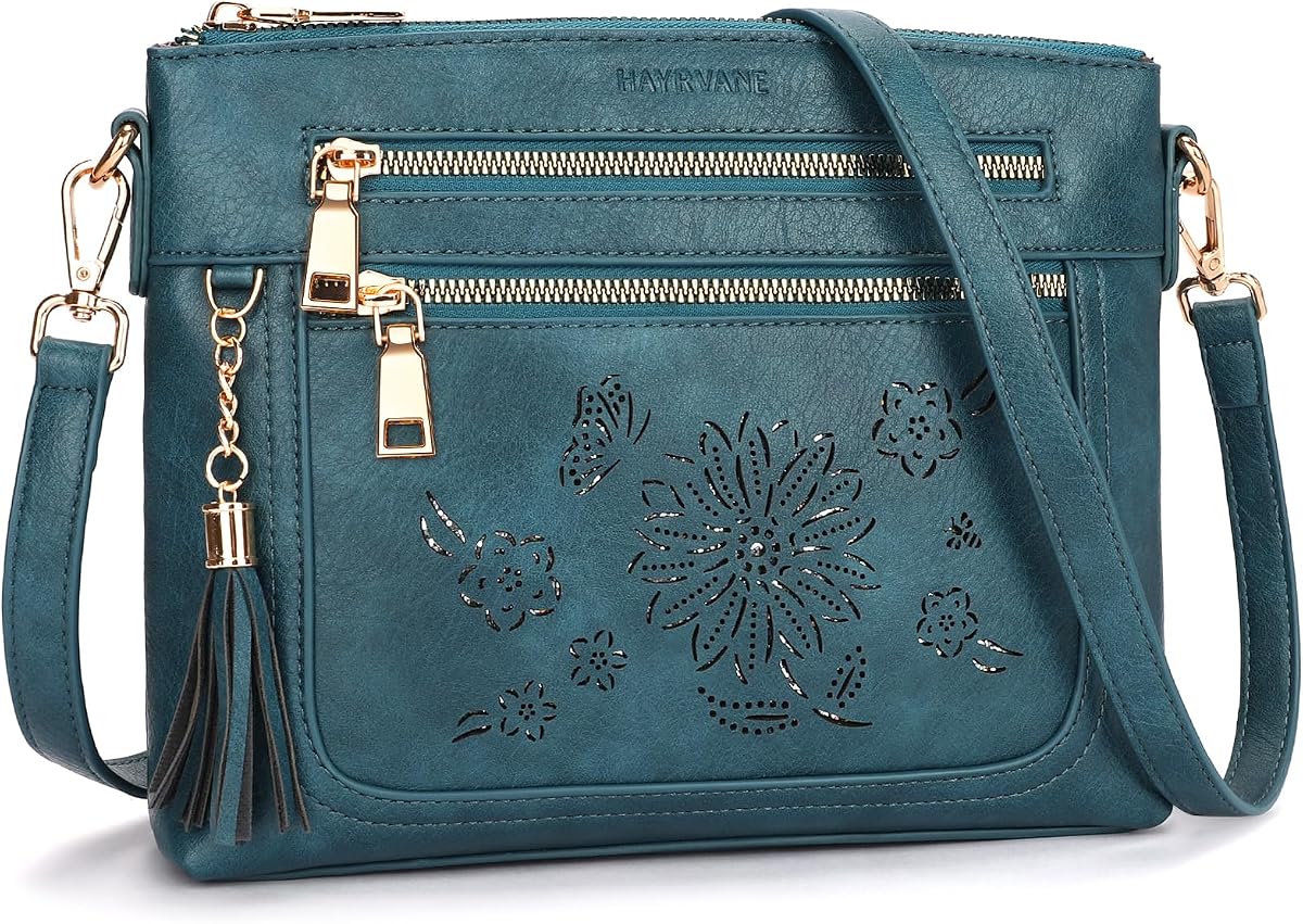 Small Crossbody Bags for Women,Vegan Leather Crossbody Purse with Tassel Multi Pocket Everyday Shoulder Handbag