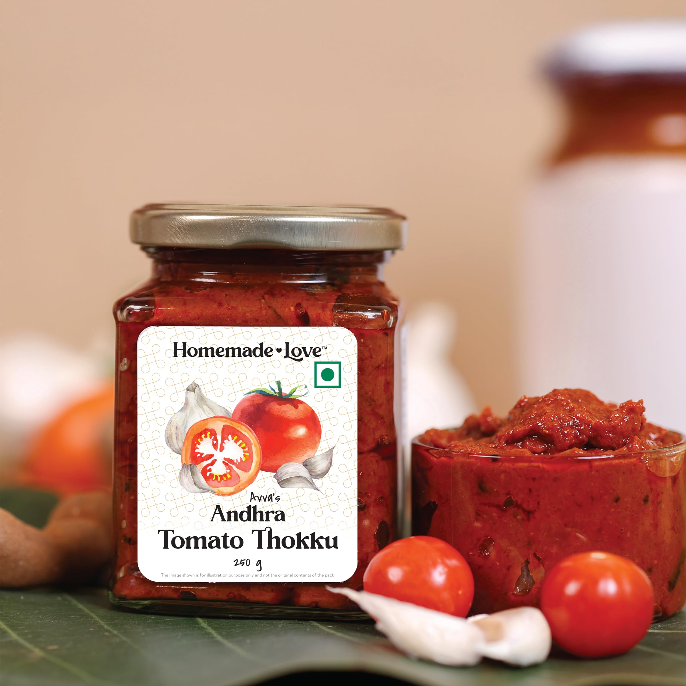 Homemade Love Andhra Tomato Thokku (250 Gm) | Tomato Pickle with Garlic Pure Natural Home Made Taste | Authentic Andhra Style Achar Perfect for Rice, Dosa, Idli, Upma & Roti | No Artificial Colors - Image 6 thumbnail