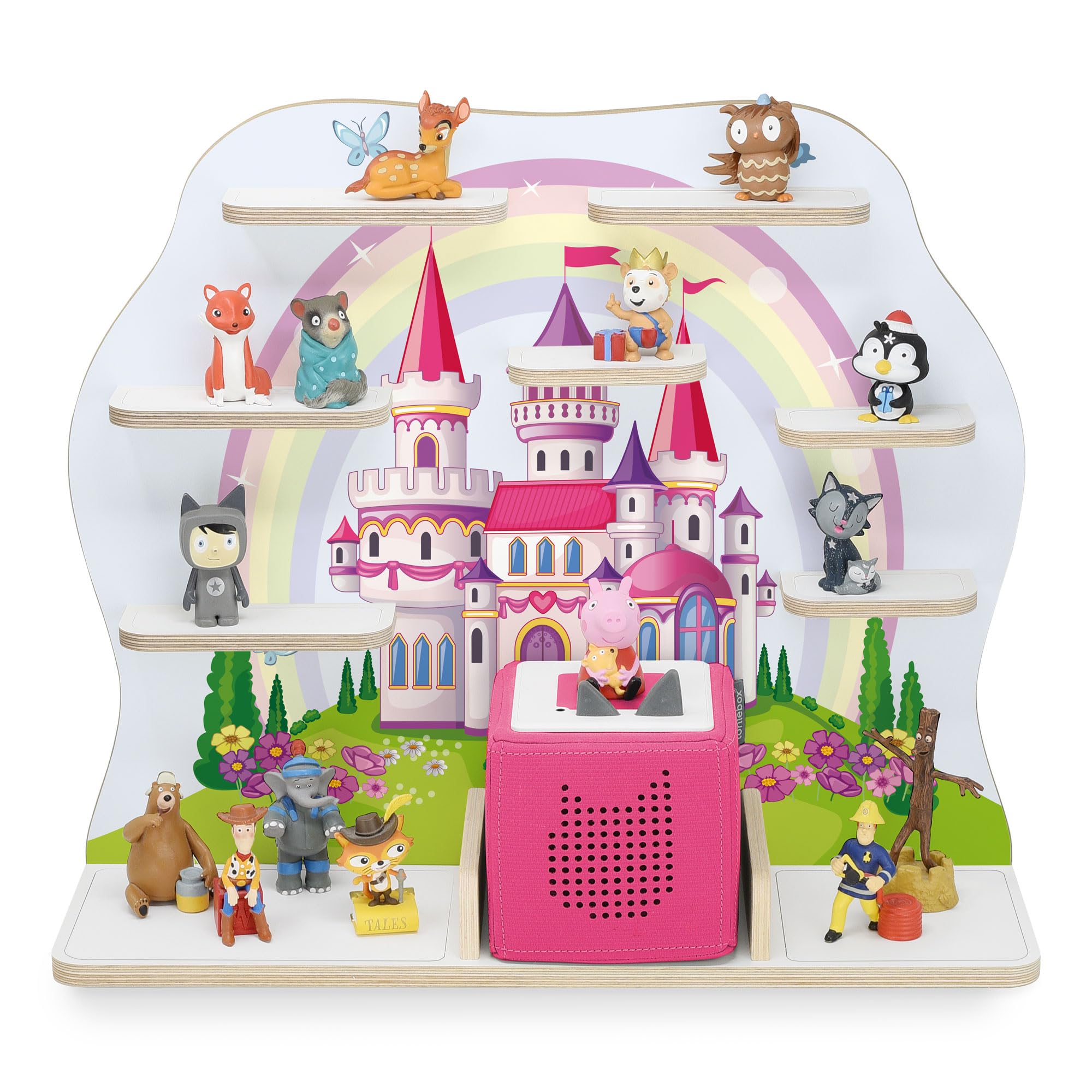 stadtecken Children's Shelf for Music Box I Design Fairy Tale Castle I Suitable for The Toniebox and ca. 50 Tonies I to Set up or Hang up