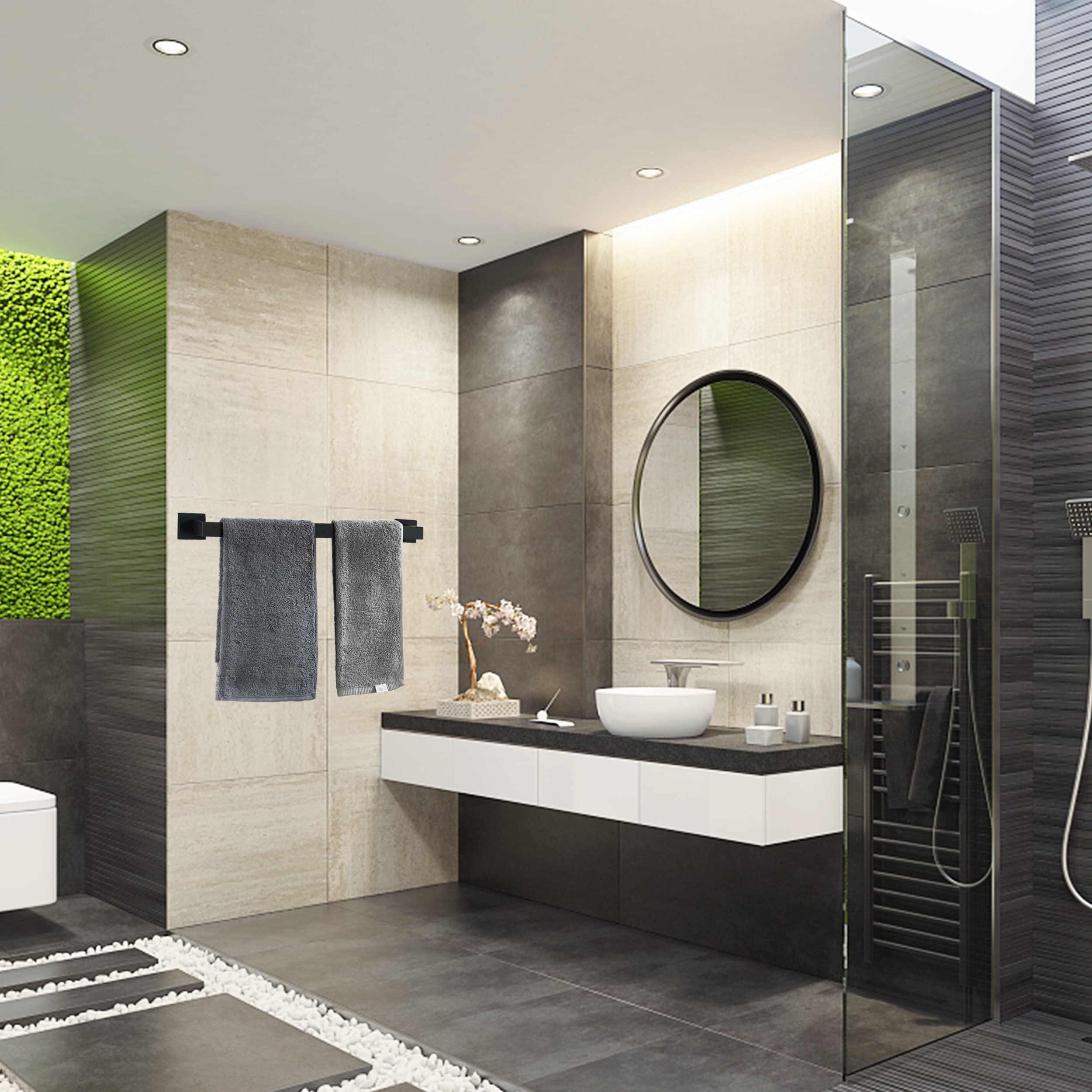 Nolimas Mate Negro toallero baño toallero de Barra Individual Barras Classic montado en la Pared de Acero Inoxidable baño toallero de Barra para Toalla de Cocina Estante de Capa única