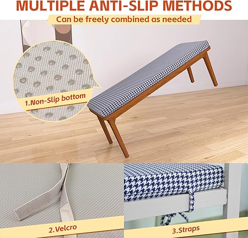 Miniatura 3 de Cojines de banco personalizados para muebles de interior, cojín de banco de piano antideslizante para exterior, cojín de banco de jardín suave y