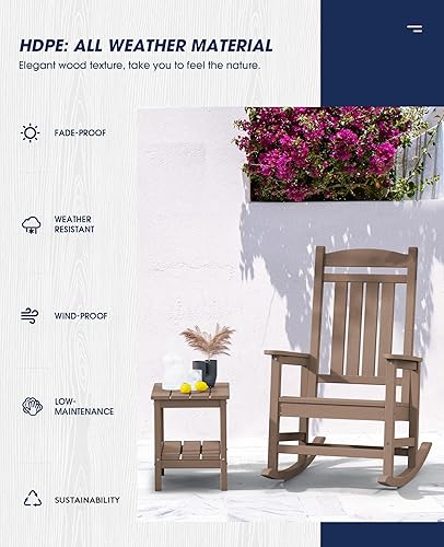 Vista 31 de Kingyes Mecedoras de polietileno de alta densidad para exteriores, sillas mecedoras para patio, deck, soportan hasta 330 libras, azul Azul marino