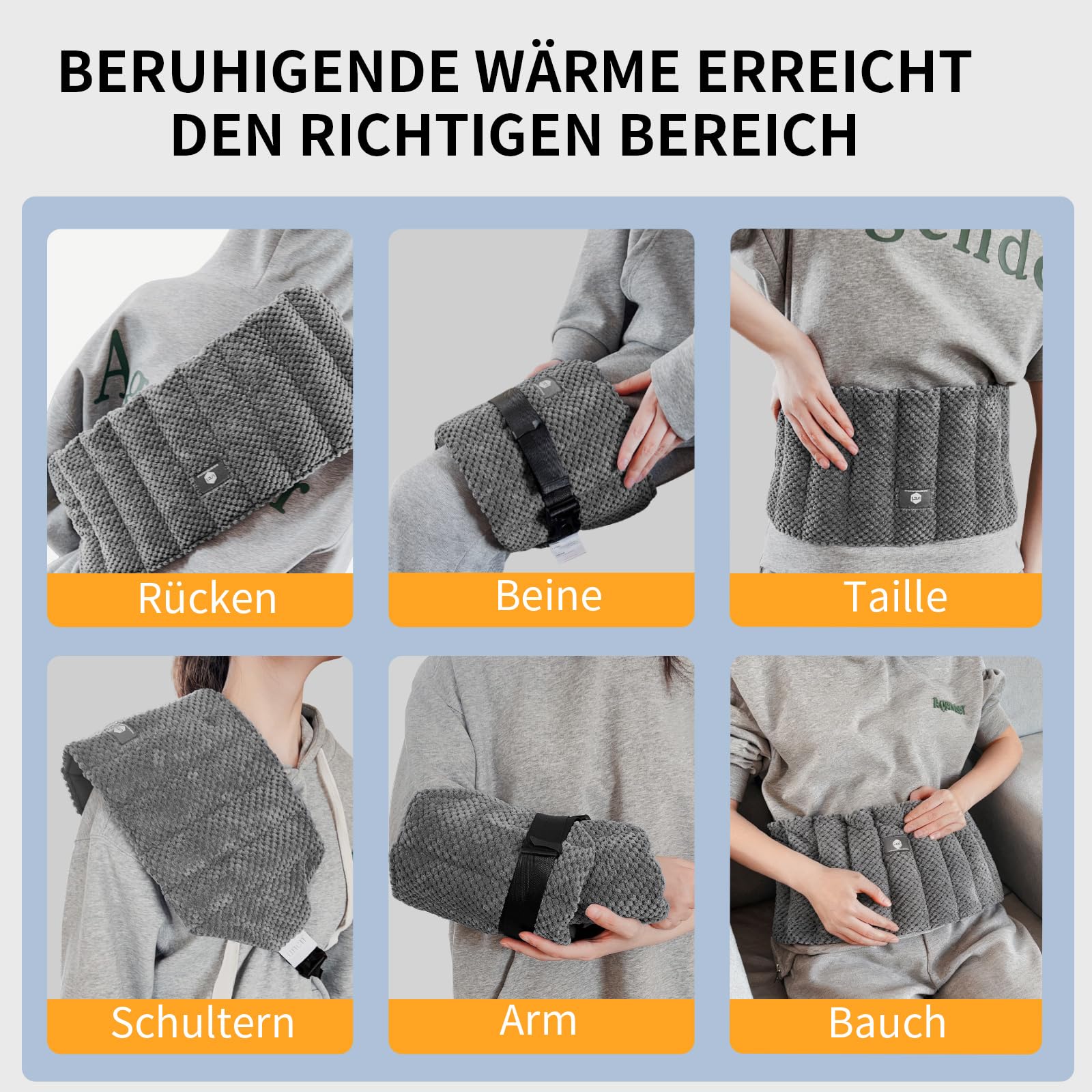uncn Kirschkernkissen Rücken 78x19 cm - 1KG, Mikrowelle Heizkissen mit 86 cm Verlängerbarem Gurt – Flexibel Für Jede Körperpartie, Groß Körnerkissen mit Duft