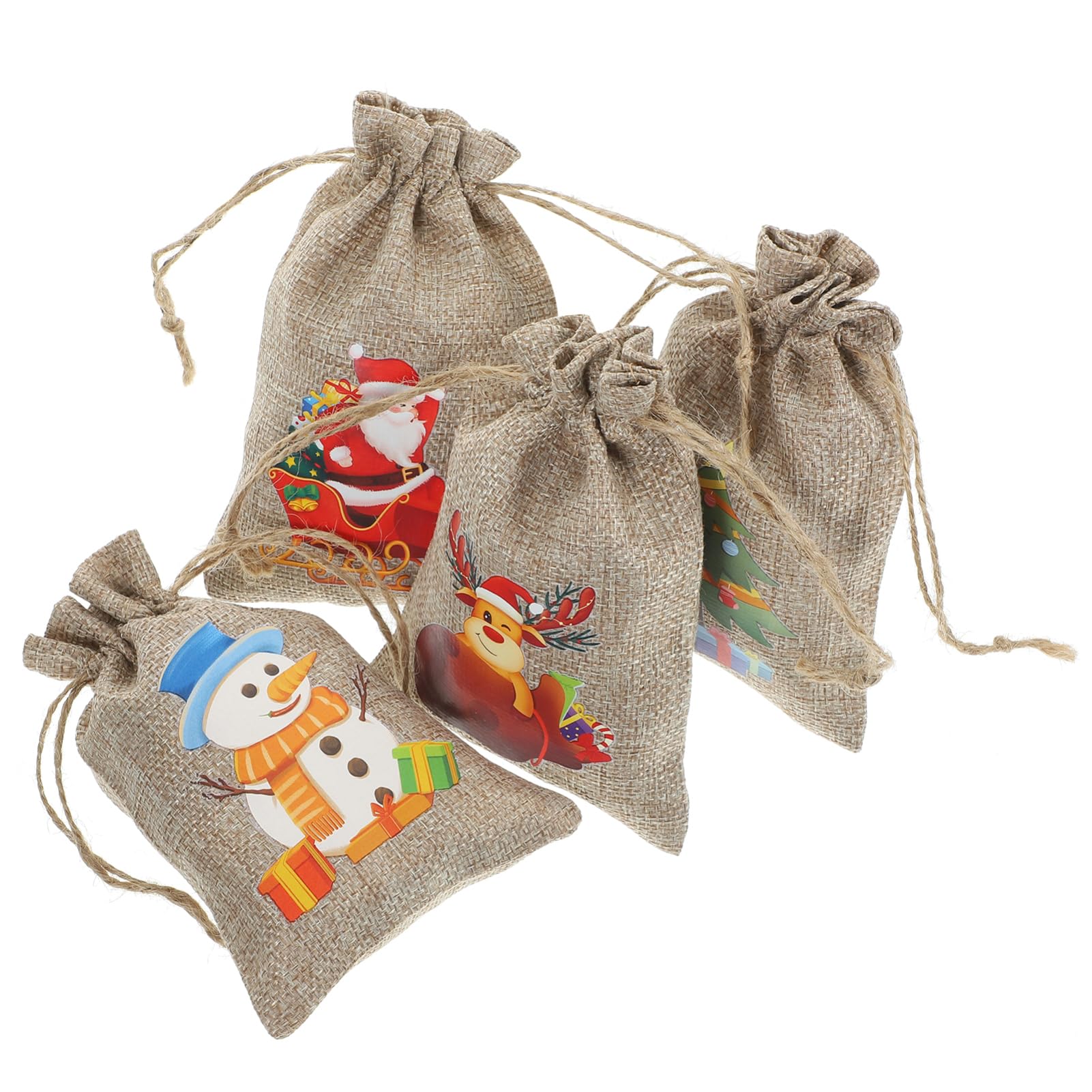 Beavorty 5 Juegos Saco De Navidad Bolsas De Fiesta Cajas Bolsas Bolsa De Navidad Bolsitas Regalar Bolsa Con Cordón Para Mochilas De Cuerdas Lino Piezas X 5