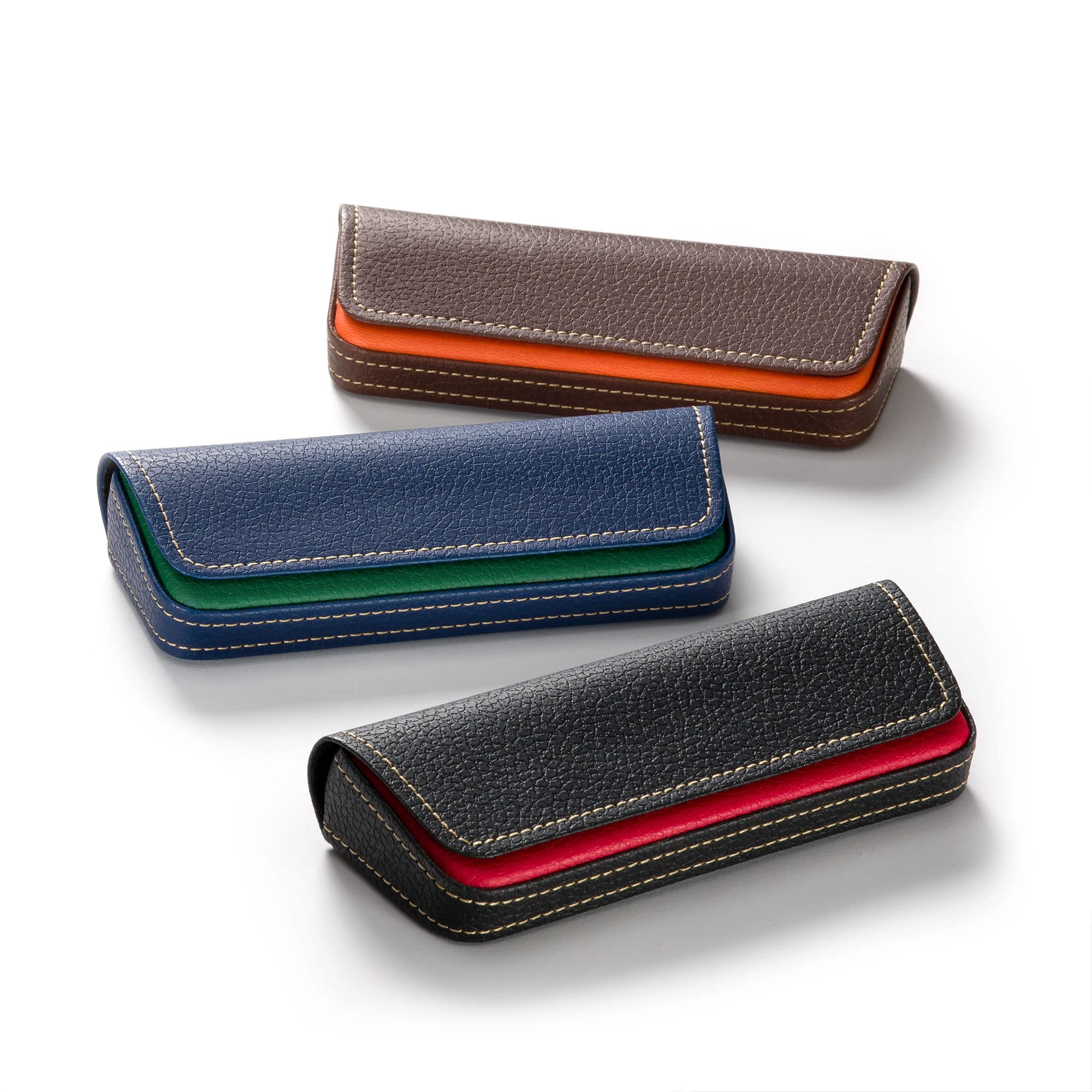 FEFI - Elegante custodia per occhiali in pelle bicolore