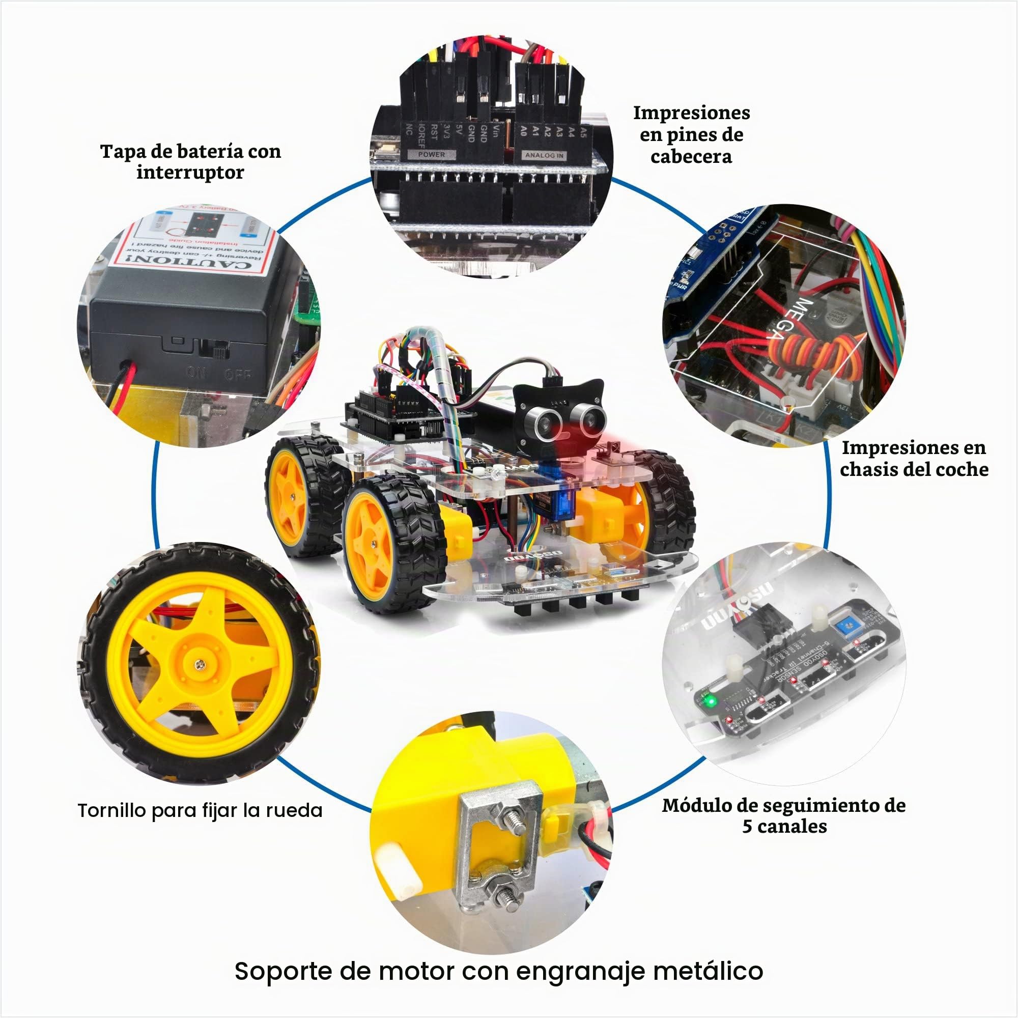 OSOYOO Robot Car Starter Kit for Arduino UNO - Stem Educational Motorized Robotics for Building, Programming & Learning How to Code for Teens Adults