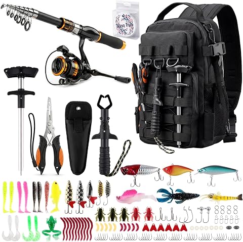 Fishing Backpack with Spinning Rod Reel Combos Tackle Box for Men