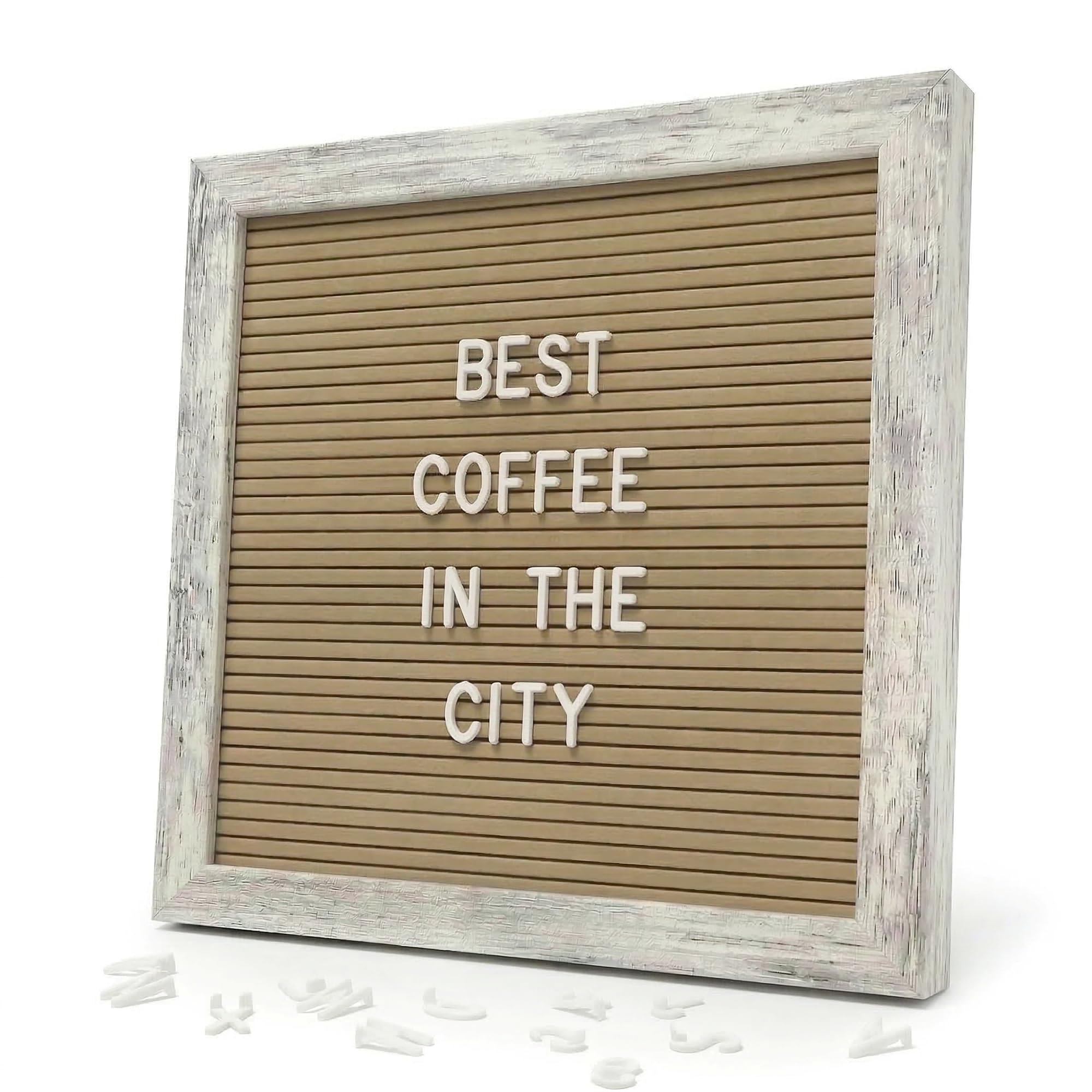 Rustic Cappuccino Felt Letter Board 25x25cm with 336 Letters – Changeable Message Board for Coffee Bar, Kitchen Décor & Café Counter Display — image 1