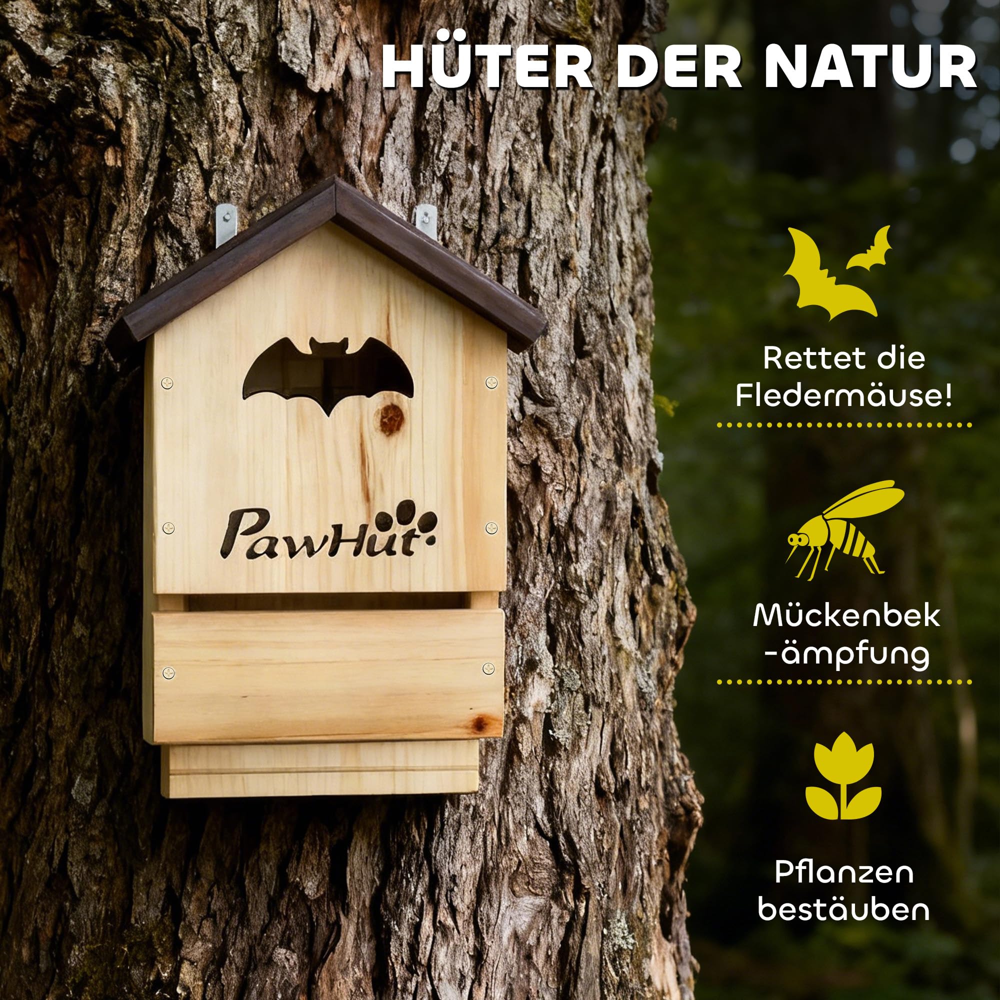 PawHut Fledermauskasten 3er Set aus Tannenholz Fledermaushaus Nistkasten für Fledermäuse zum Aufhängen für Gärten, Obstplantagen, Bauernhöfe 21,5 x 11,5 x 34 cm