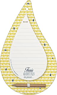 Clairefontaine 83299C - Un Bloc Notes/Shopping Magnétique Frigo en forme de goutte 15 x 25cm Avec 50 Feuillets Unis Détachables + Crayon motifs Gouttes de pluie/Parapluie Collection 3 Gouttes de Pluie