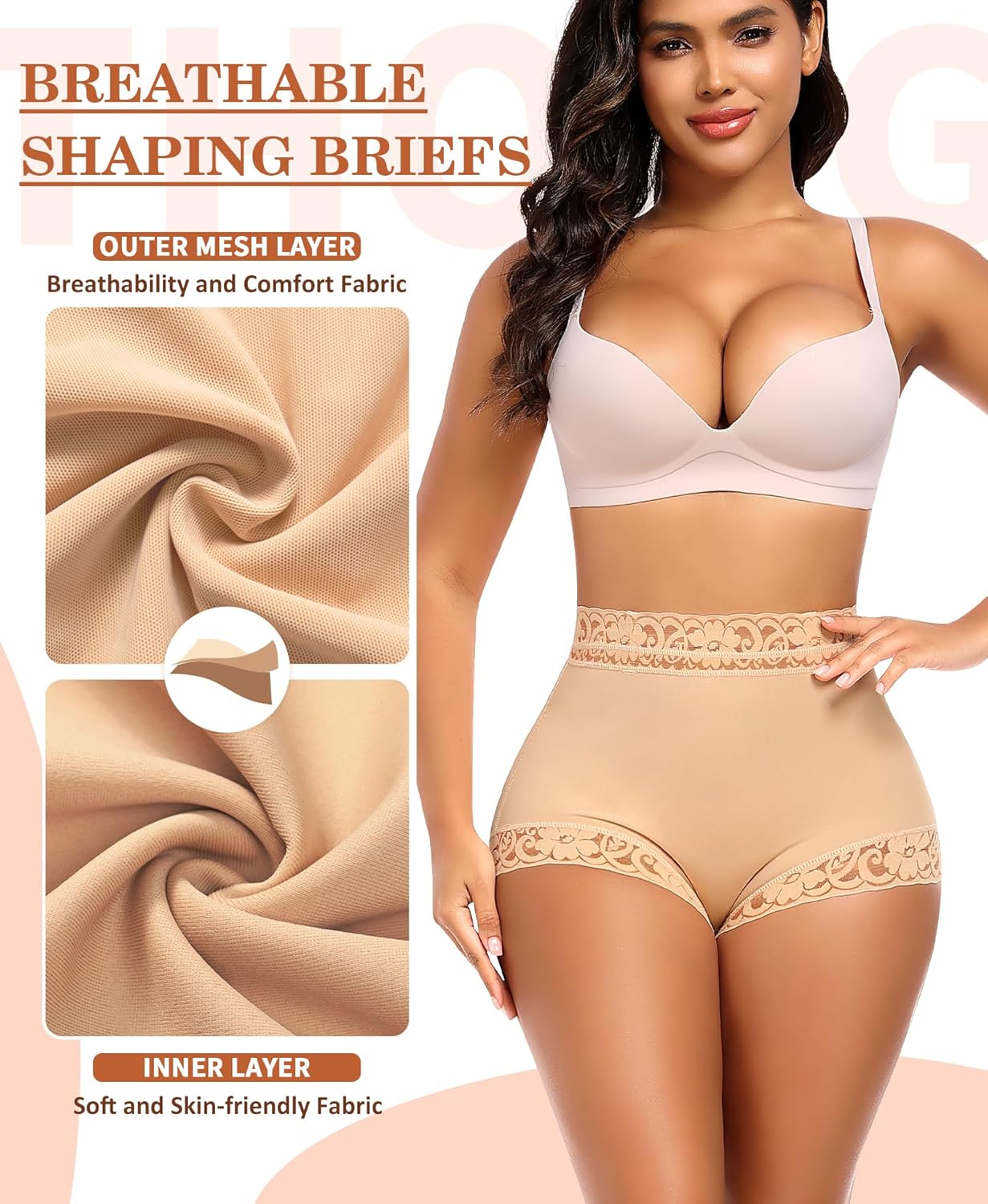 Werena Padded Underwear for Women Butt Lifting Panties Tummy Control Shapewear Butt Pads Lace Booty Enhancer Panty - Image 4