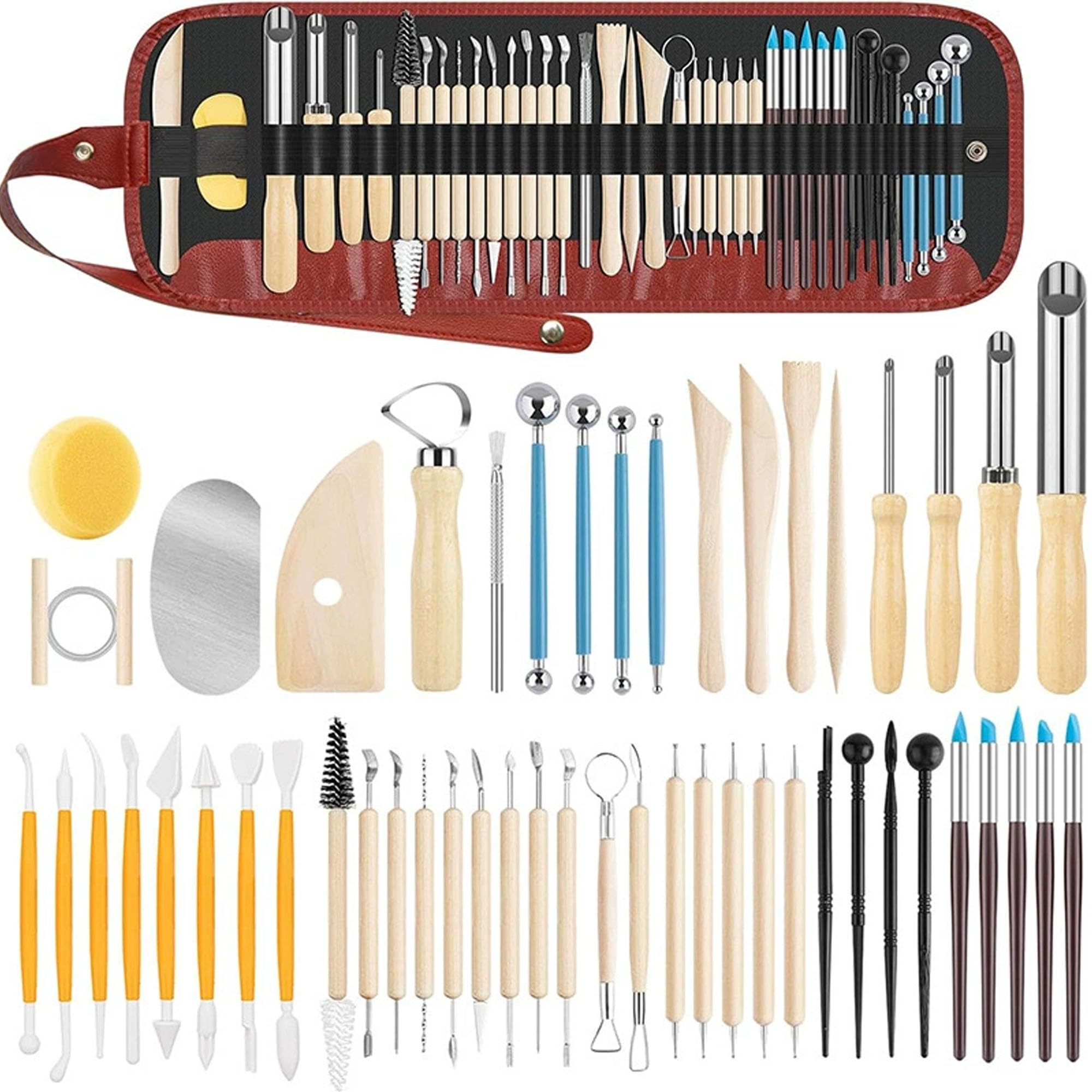 52PCS Pottery Tools Set, Clay Sculpting Kit with Dotting Punch Tools & Storage Bag
