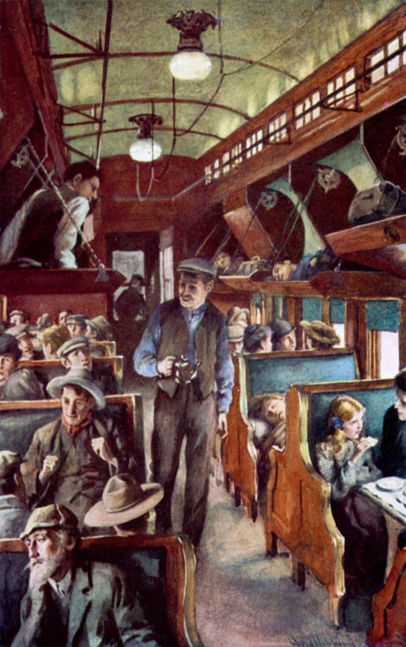 SERENDIPITP Vintage Picture Print on Canvas Wall Art Poster Immigrants Travelling Through Canada in a Colonist Car of the Cpr by Harold Copping Artwork Print Poster for Wall Decor 60x90cm