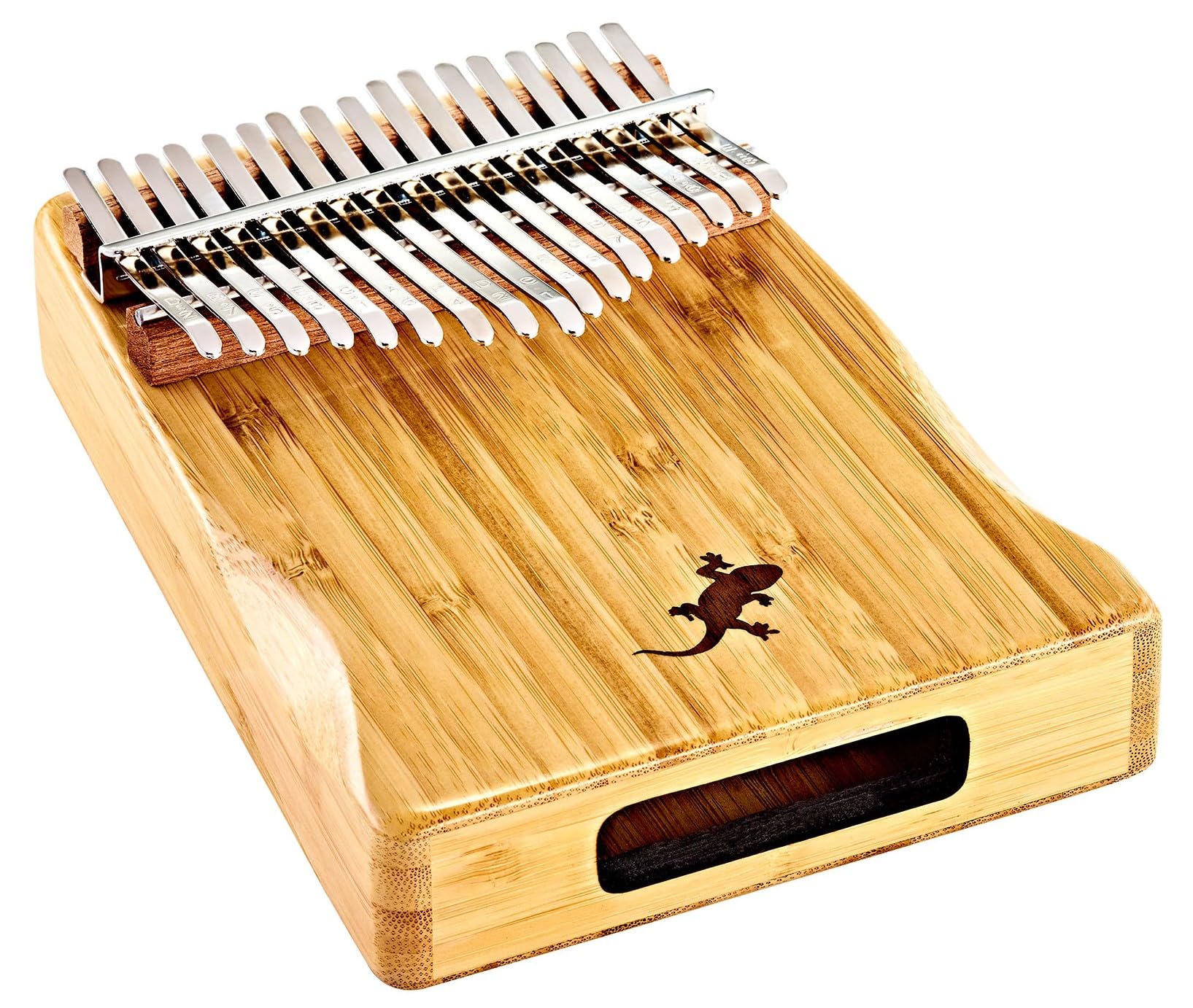 Ortega Kalimba C-Dur akustyczny fortepian na kciuk – seria Lizard – 17 kluczy – medytacja, LoFi – w zestawie etui Deluxe, torba z materiału, młotek do strojenia, ściereczka do polerowania (OKB2),