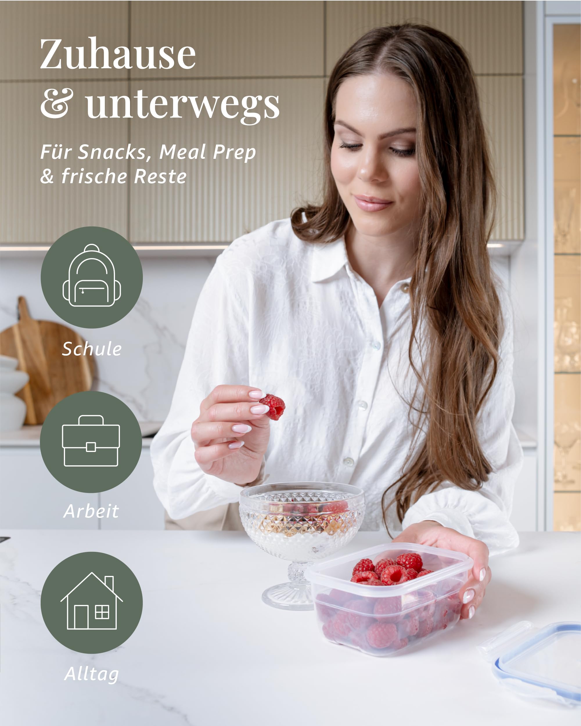 Nest24 Küchen Organizer Set – 24 LocknLock-Vorratsdosen luftdicht mit Deckel, stapelbare Aufbewahrungsboxen für Lebensmittel, Schubladen-Ordnungssystem Küche & Küchenschrank