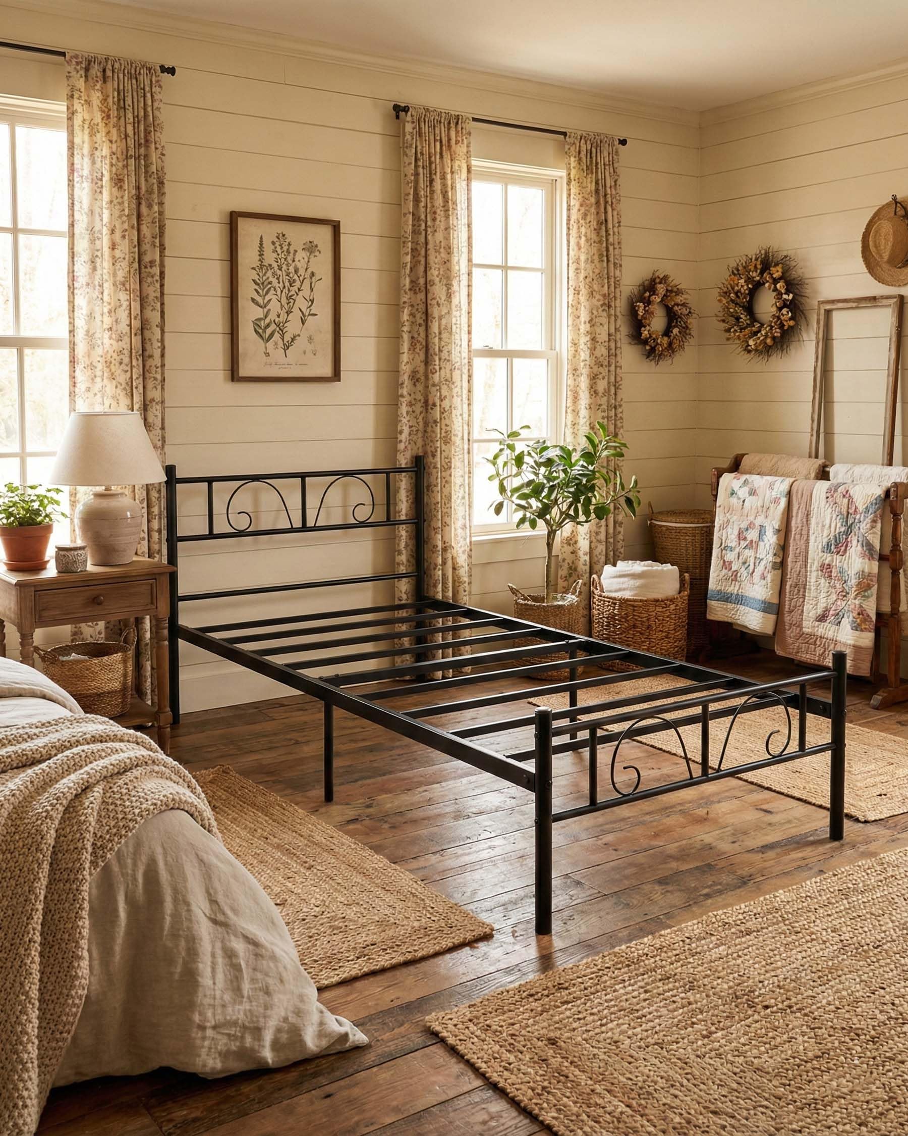 Metallbett 90x200 cm Bettgestell Schwarz, Modern Jugendbett mit Lattenrost, Gästebett mit Aufbewahrungsregalen, Einzelbetten Einfache Montage, Bettgestell 90 x 200, Schwarz
