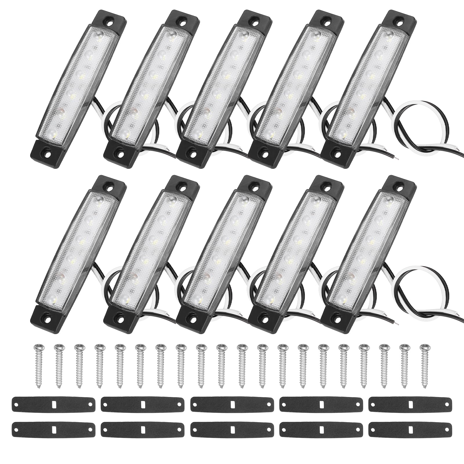 sourcing map 10Pack Navigation Lights for Boats LED, 12V/24V White Boat Interior Lights Waterproof Clearance Stern Lamp for Kayak, Yacht, Truck, Lorry, Deck, Transparent Plastic Housing