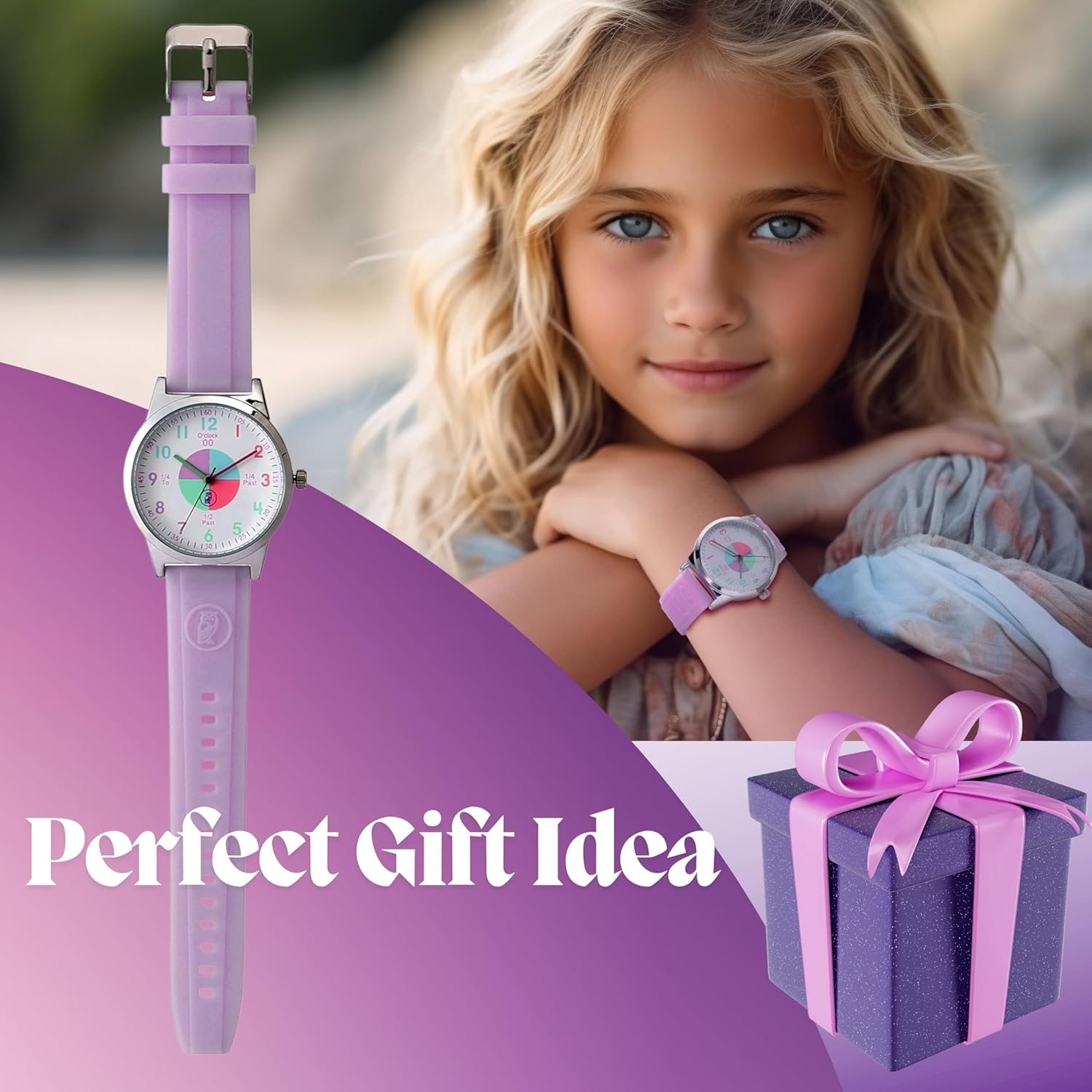 OWLCONIC Time Teaching Kids Analog Watch – Educational Learning Watch for Boys & Girls Ages 5–12 – Durable Silicone Strap – Birthday & School Gift