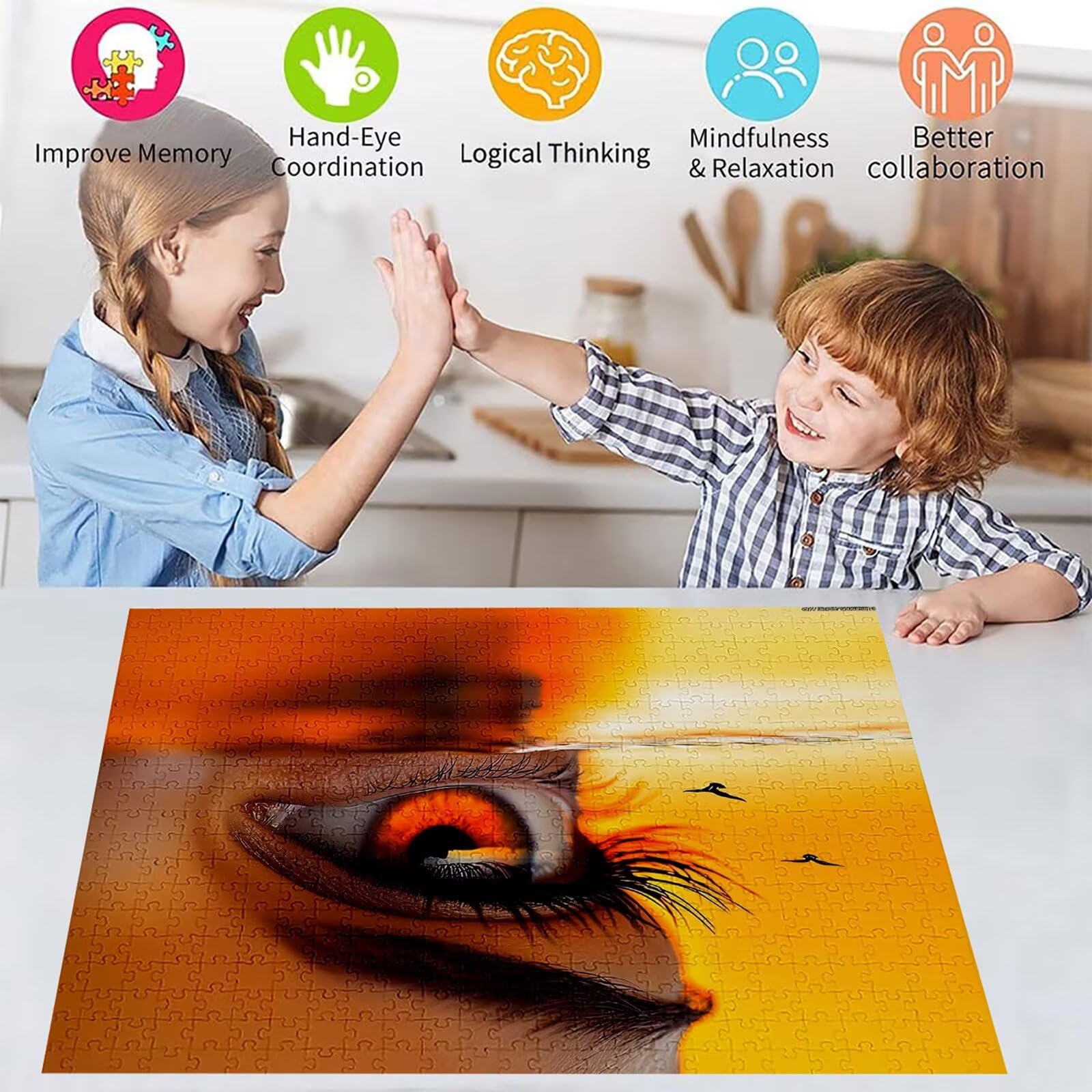 Puzzle 4000 elementów puzzle oko dorosły ptak 141 x 87 cm unikalne rzemiosło klasyczne 3D drewniana układanka do rodzinnych gier aktywnych, układanka do samodzielnego wykonania nawet do dekoracji
