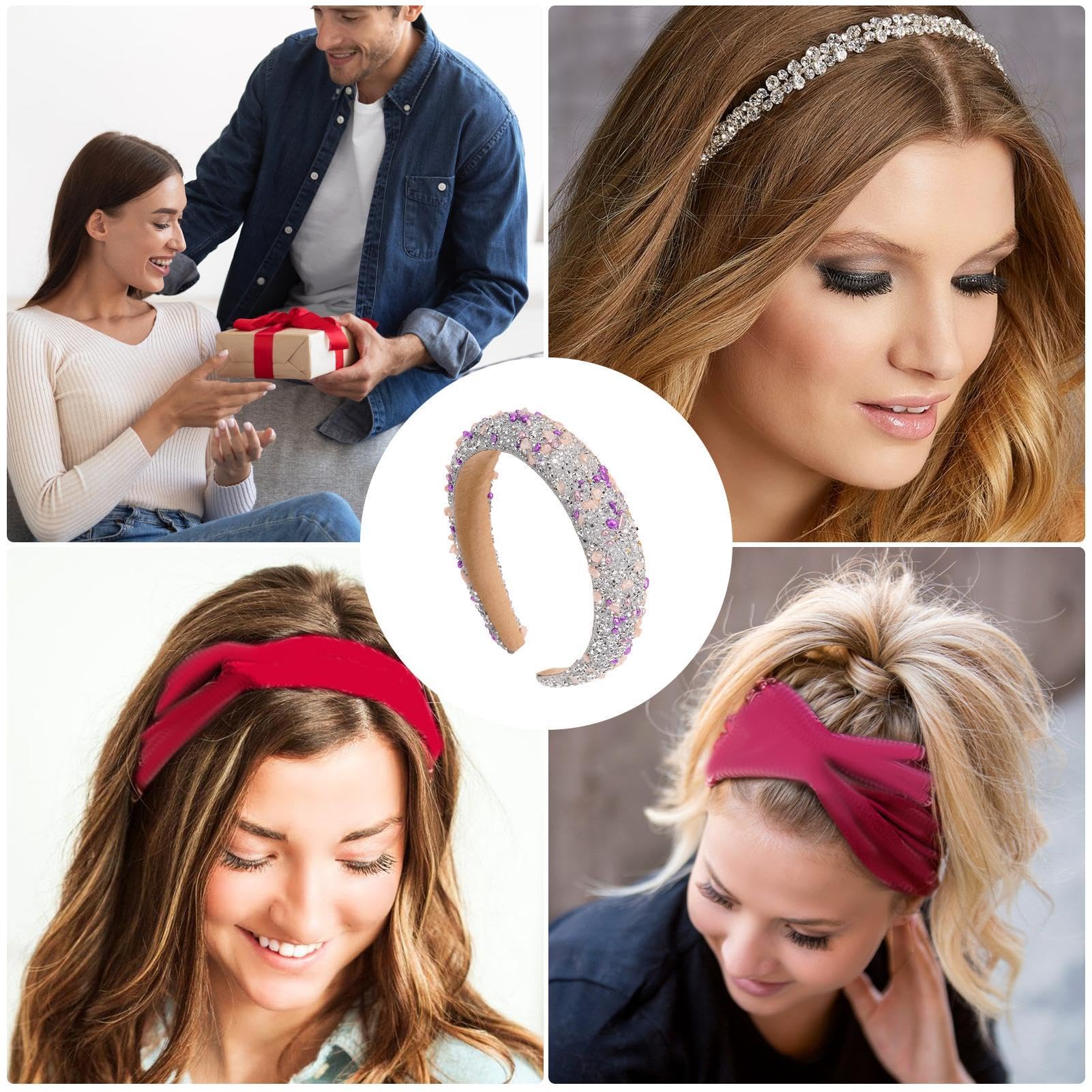 Fascia Per Capelli Donna Con Strass Colorati: Elegante E Luminosa, Accessorio Moda Per Capelli Lunghi O Corti