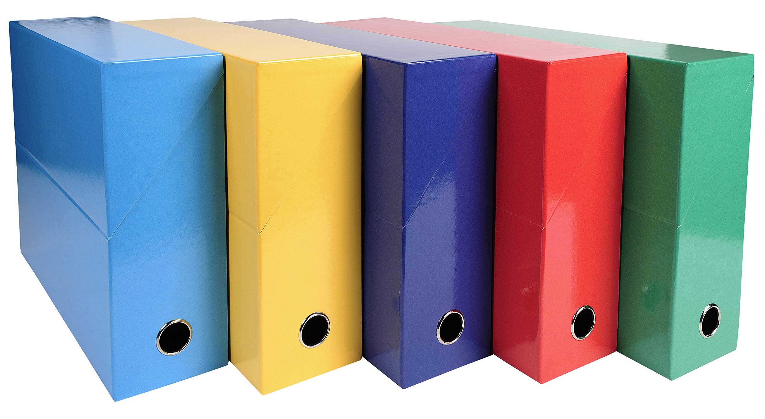 Exacompta - Ref. 89931E - Set di 5 scatole di trasferimento Iderama in cartone laminato resistente e resistente 24 x 32 cm Ideale per i tuoi documenti in formato A4 Dorso 90 mm Bianco