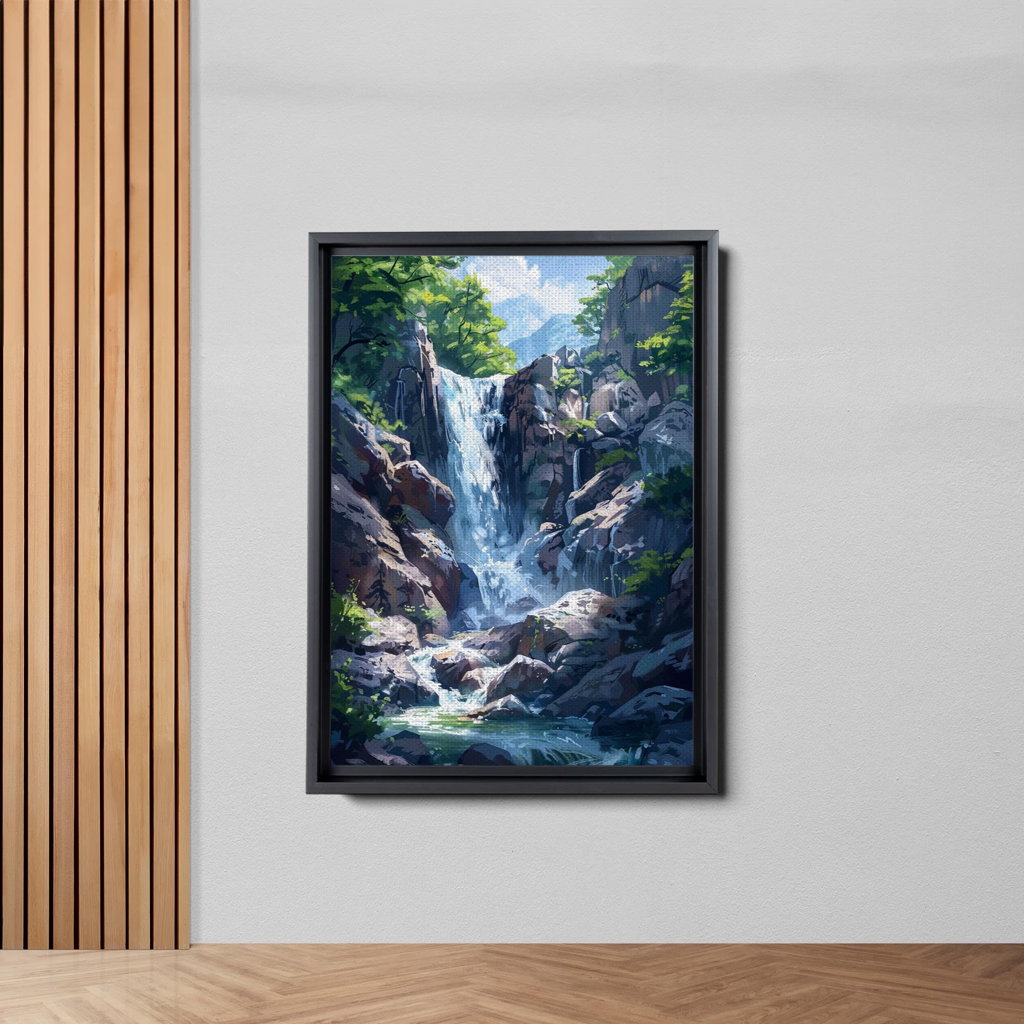 絵画 Mountain waterfall 絵画 Mountain waterfall 絵画 Mountain waterfall Vintage Oil