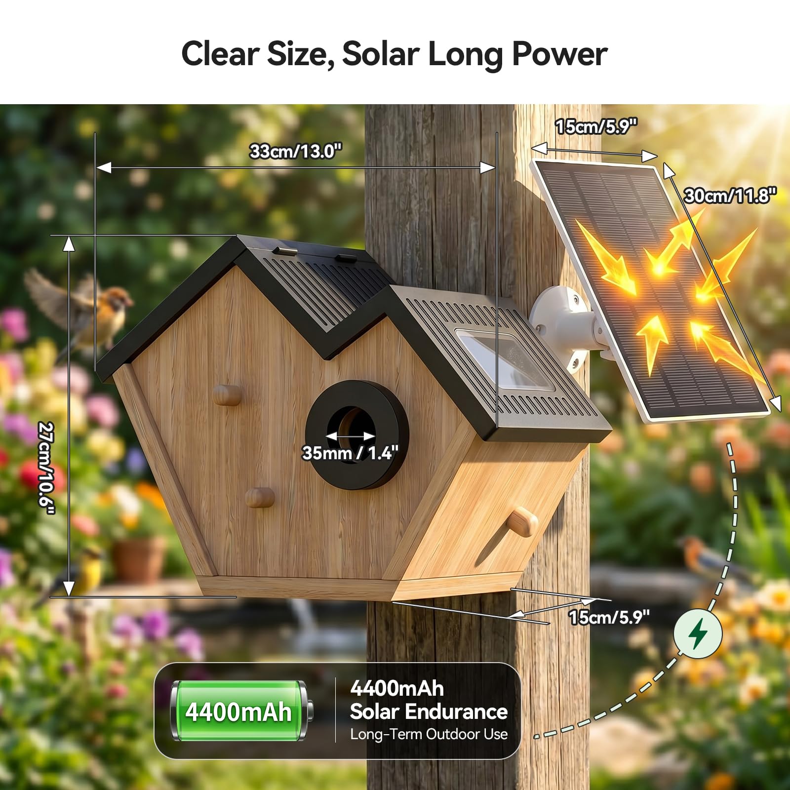 Caja nido inteligente con cámara, casa de pájaros con cámara, nido para pájaros para exteriores, resistente a la intemperie, comedero para pájaros, reconocimiento de aves AI, visión nocturna, vista en