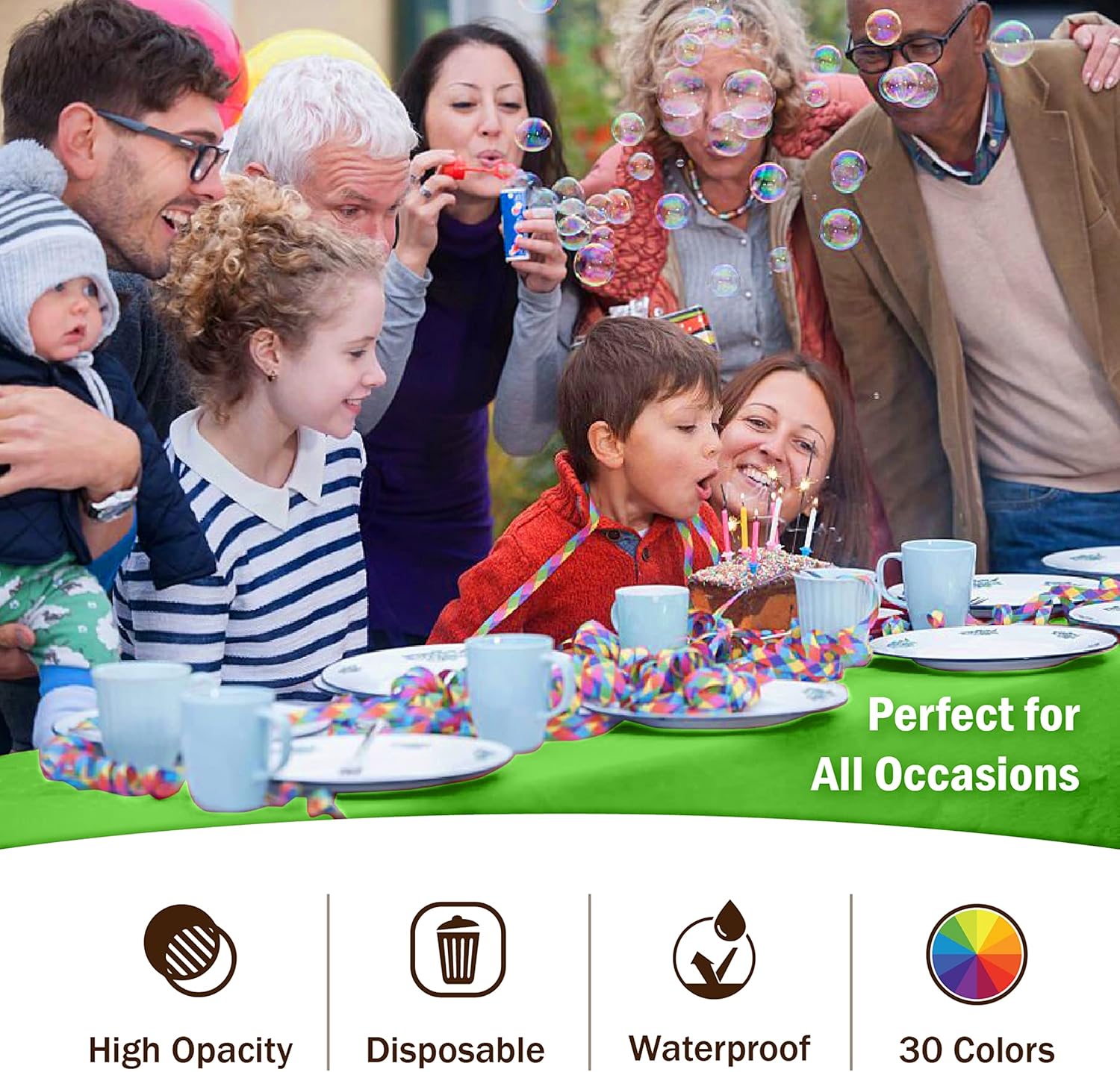 Party Solids Lime Green Rectangular Plastic Tablecloth - 54x108 Inch, Pack Of 24