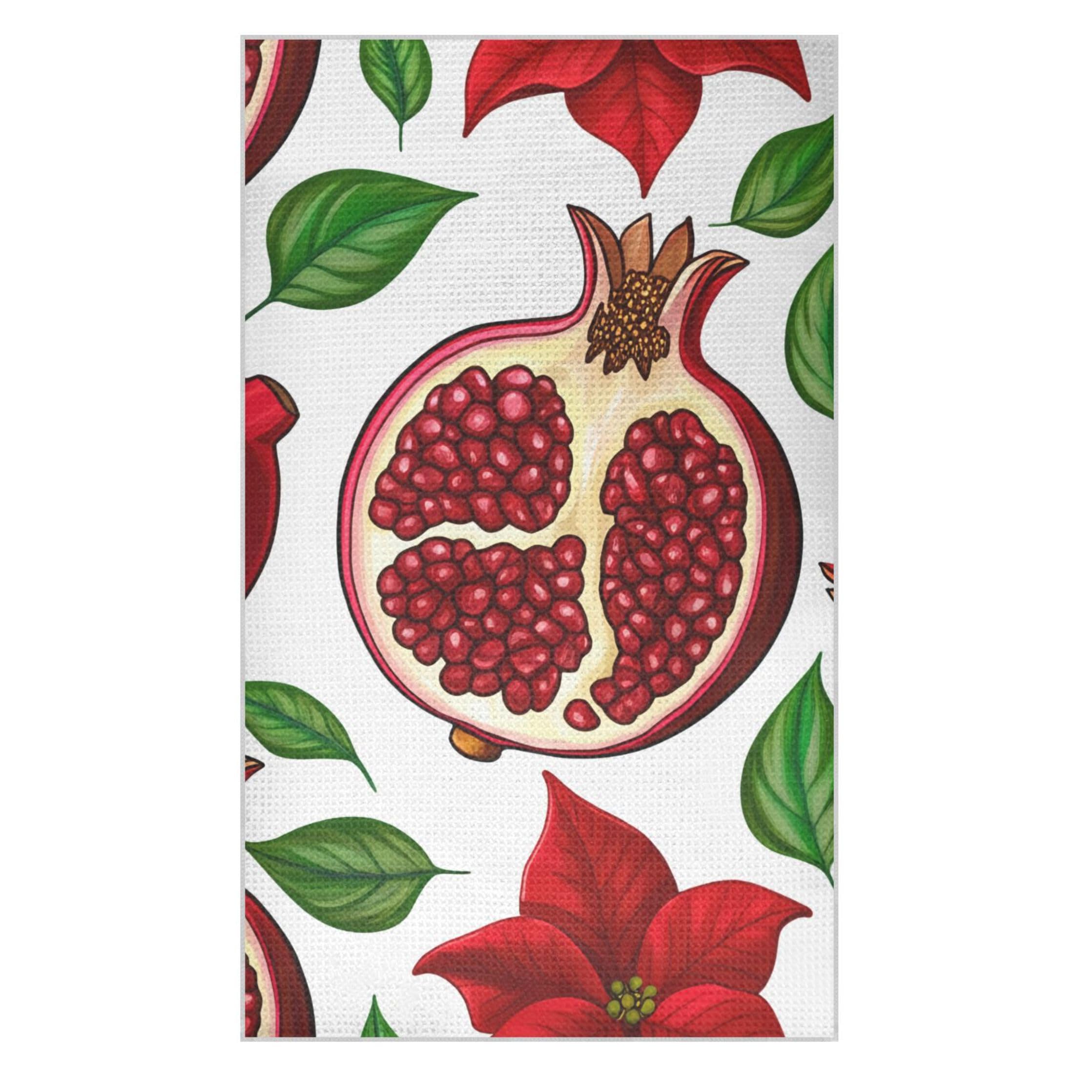 Kutsu Pomegranate Waffle Weave Kitchen Towels Absorbent Quick Drying Dish Towels for Kitchen, Decorative Tea Towel, 18x30 in
