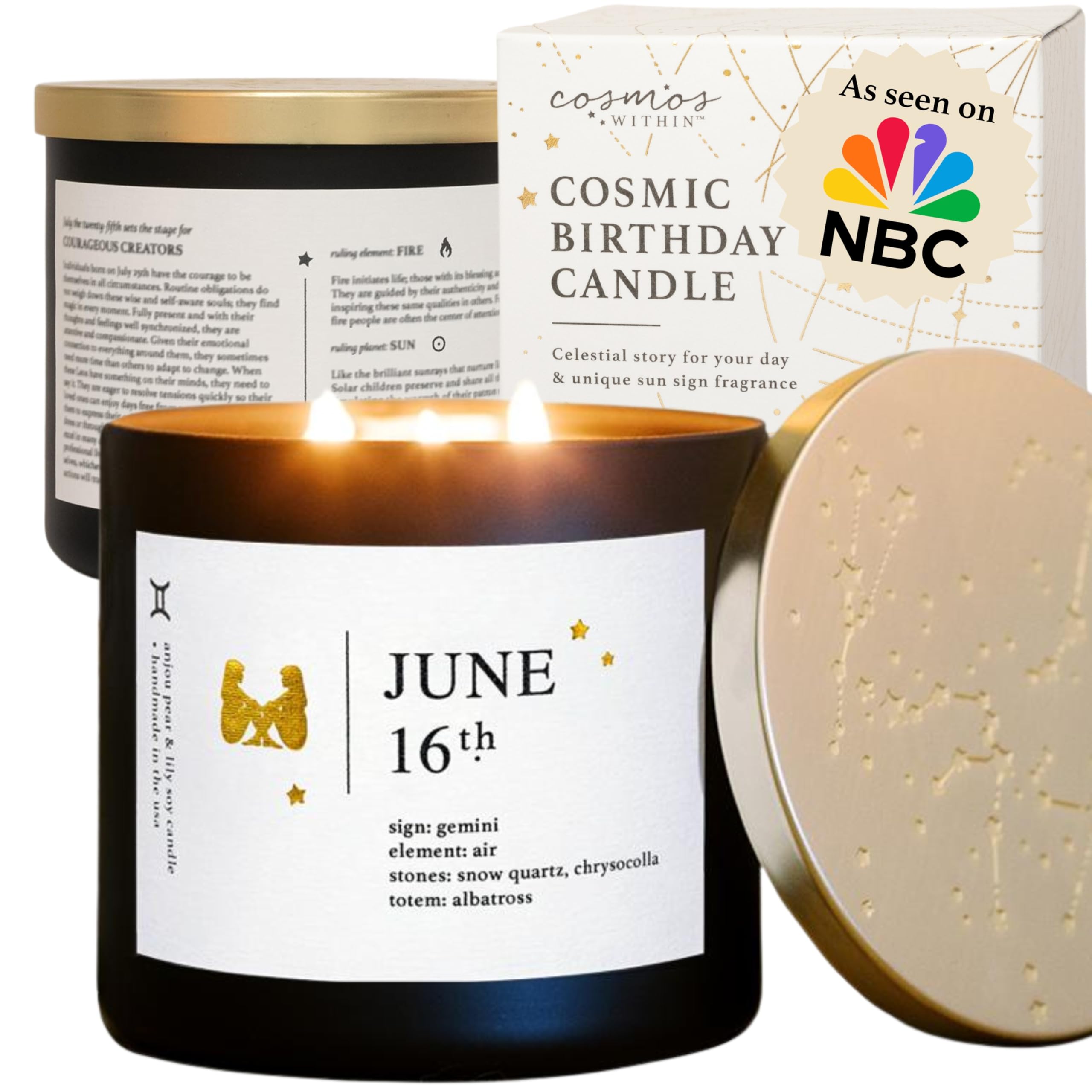 June 16th Personalized Zodiac Candle | Inspirational Astrology Reading and Daily Affirmation for Your Birthdate | Handmade Gemini Candles | Astrology