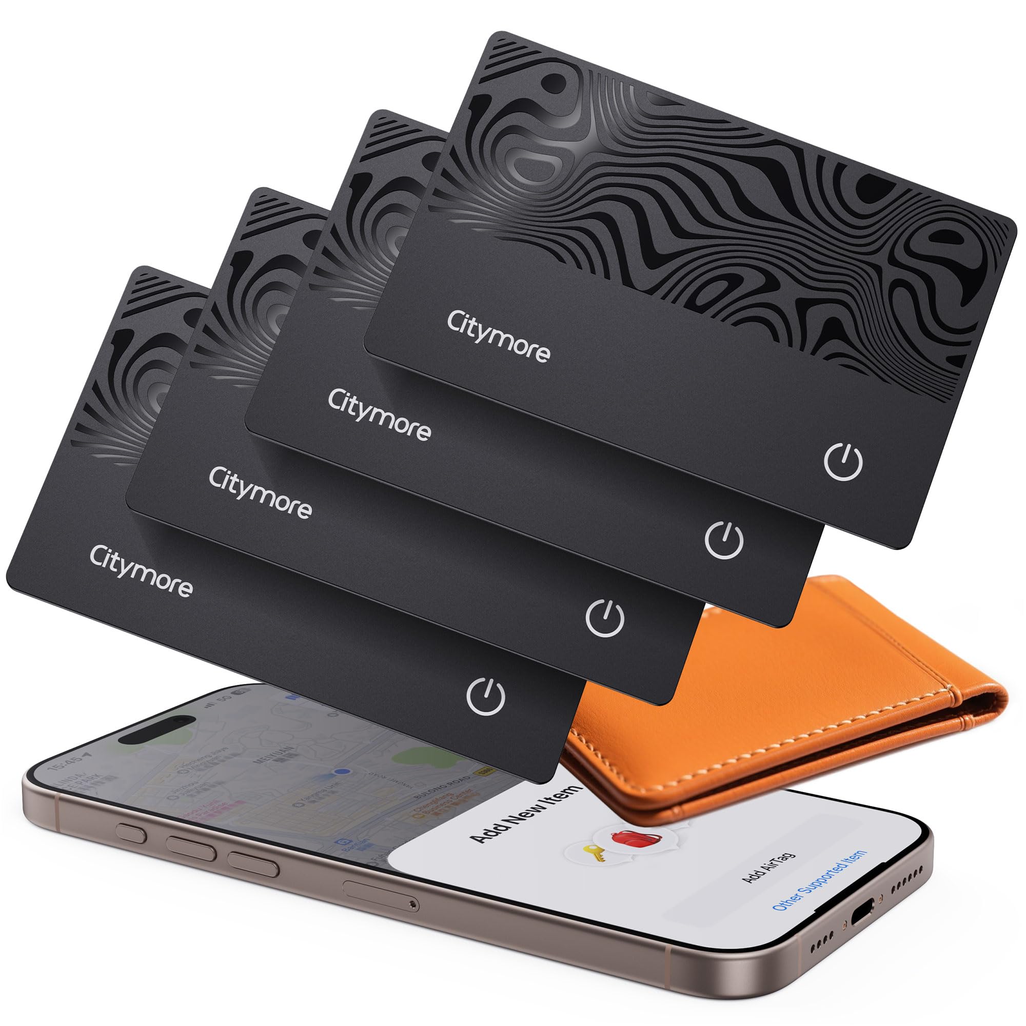 4Pack Wallet Tracker Card, for Airtag Wallet Bluetooth Tracker Smart Finder for Apple Air tag Find My[Apple MFi Certified] (iOS Only) IP68 Waterproof, Item Locator for Bags,Luggage,Passport, ID