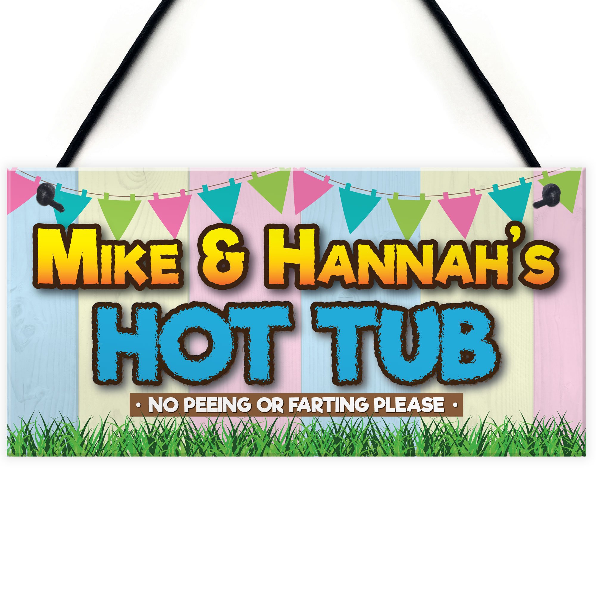 Red Ocean Personalised Hot Tub Rules Funny Party Gift Hanging Plaque Friendship Sign