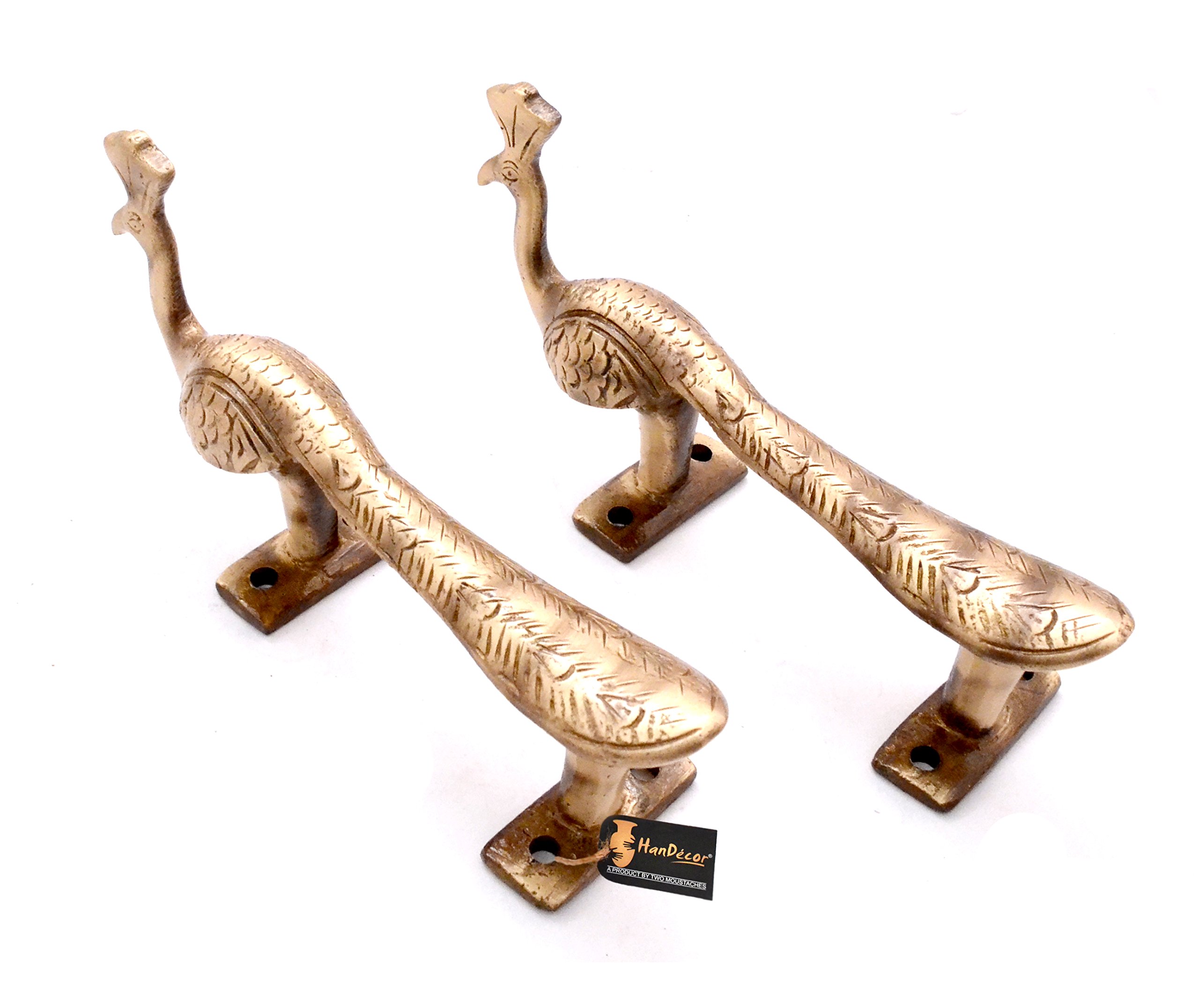 Two Moustaches Peacock Design Brass Door Handle Pair (6 Inches, Brown). - Brass, Pull Handle (B07CJN8V5M) Amazon Price History, Amazon Price Tracker
