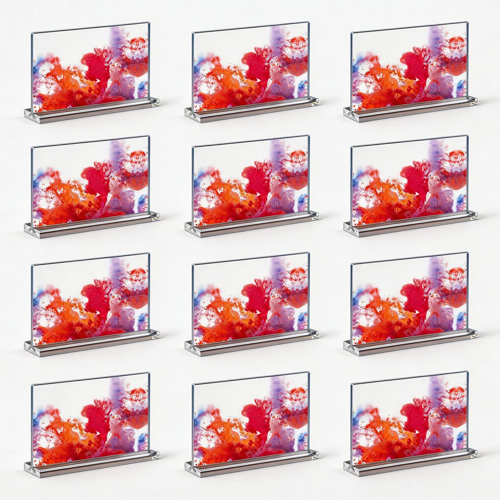 Dxcaicc Porta Carteles De Acrílico 8.5 X 11, Soporte De Mesa Transparente De Doble Cara, Exhibidor De Menú De Plástico En Forma De T,Horizontal,12 Packs