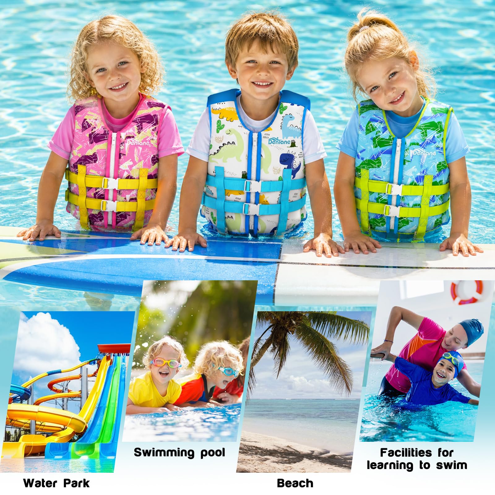 Chaleco de natación Neopreno niños 2-9 años Traje baño entrenamiento Correas Seguridad Ajustables SML 15-40kg