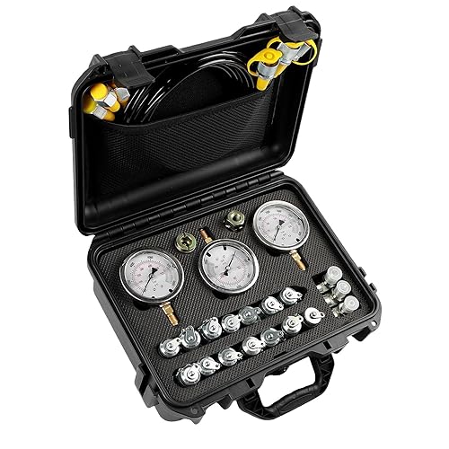 Miniatura 10 de SINOCMP Kit de prueba de presión hidráulica con 3 calibres (25/40/60Mpa), 12 acoplamientos de prueba, 3 mangueras de prueba (64 pulgadas) kit