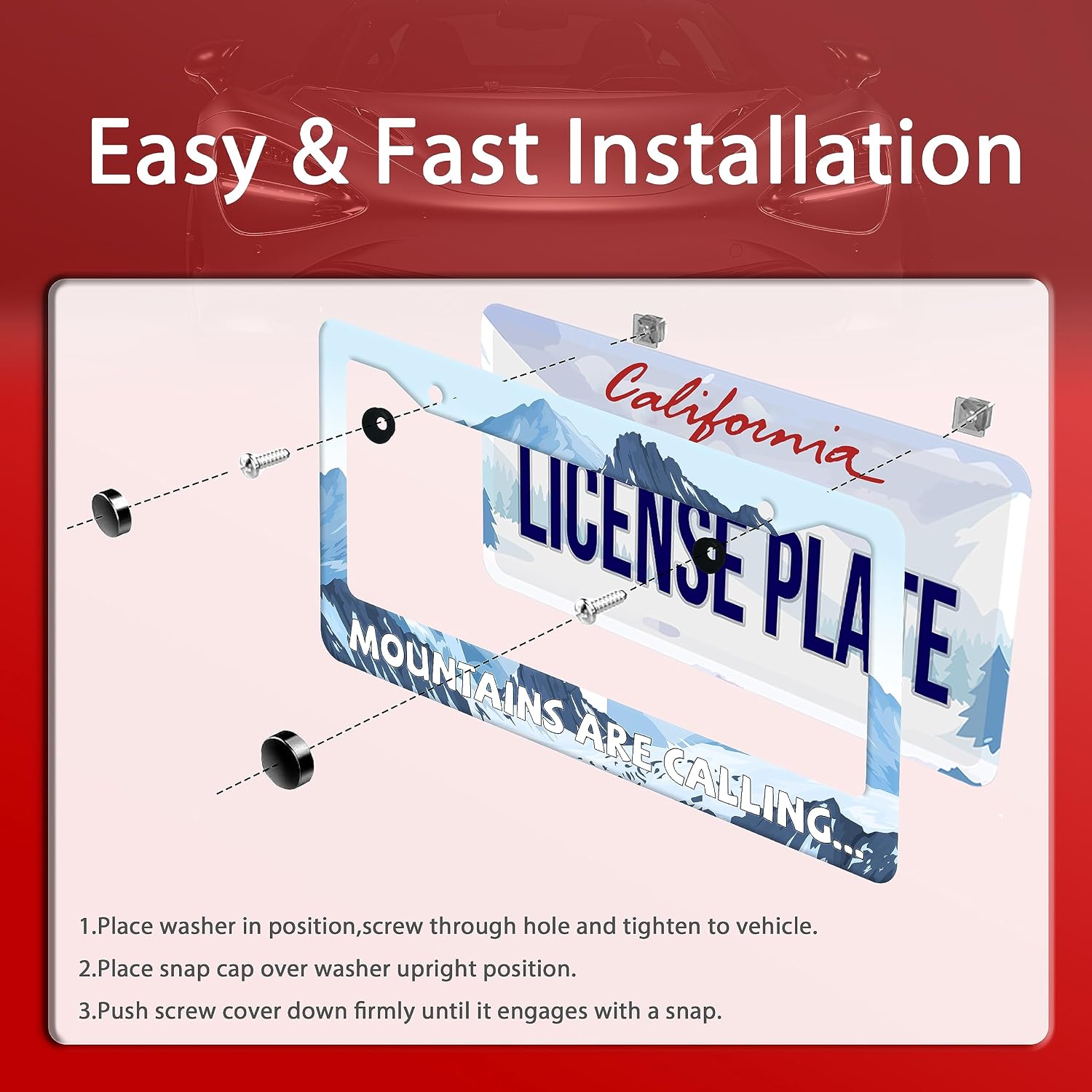 Stainless Steel Mountains are Calling License Plate Frame 12.3''x6.3 image 3