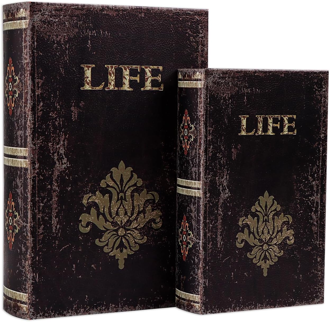 SICOHOME Decorative Book Box Set of 2 Wood Faux Book Box