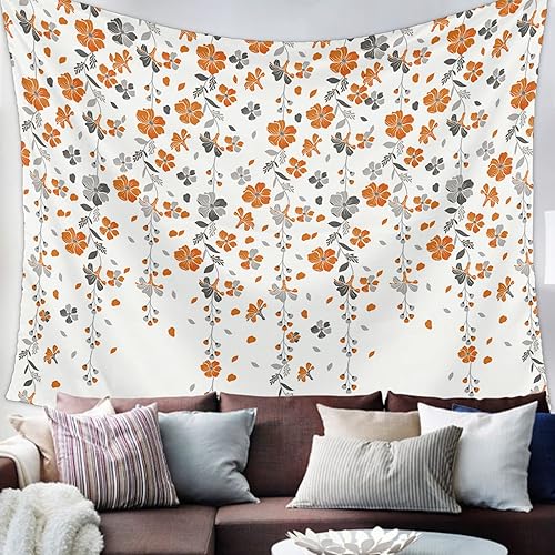 Miniatura 10 de Tapiz para colgar en la pared, tapices florales azules y grises, tapiz estético de flores de primavera para dormitorio, sala de estar, dormitorio