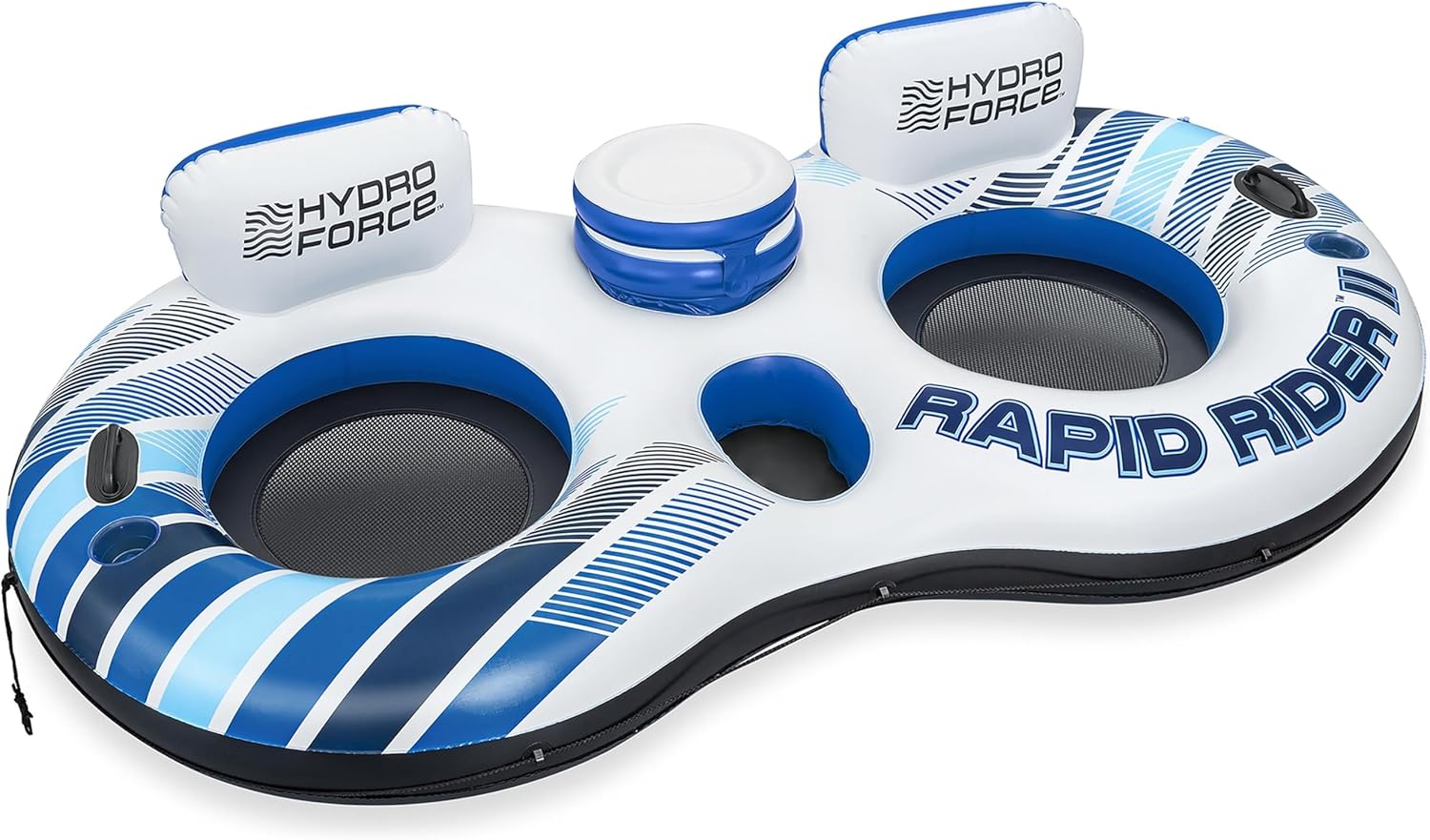 Hydro Force Rapid Rider Double 2-Person River Tube (7'10.5" x 48" x 19.5") | Inflatable Pool Float Swim Ring with Handles, Cup Holders and Built-in Cooler