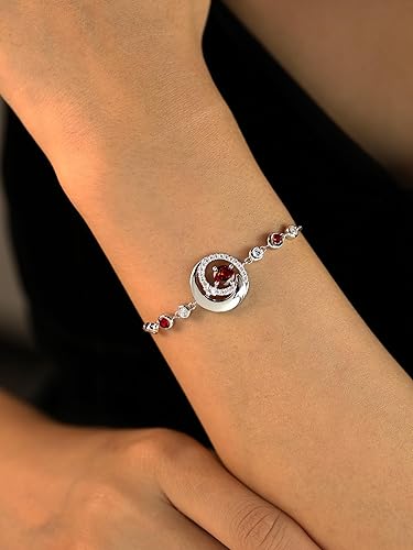 Miniatura 3 de FANCIME Pulseras de piedra natal de plata de ley 925 con dije de luna y estrella, joyería fina, regalo de cumpleaños, aniversario, día de Navidad,