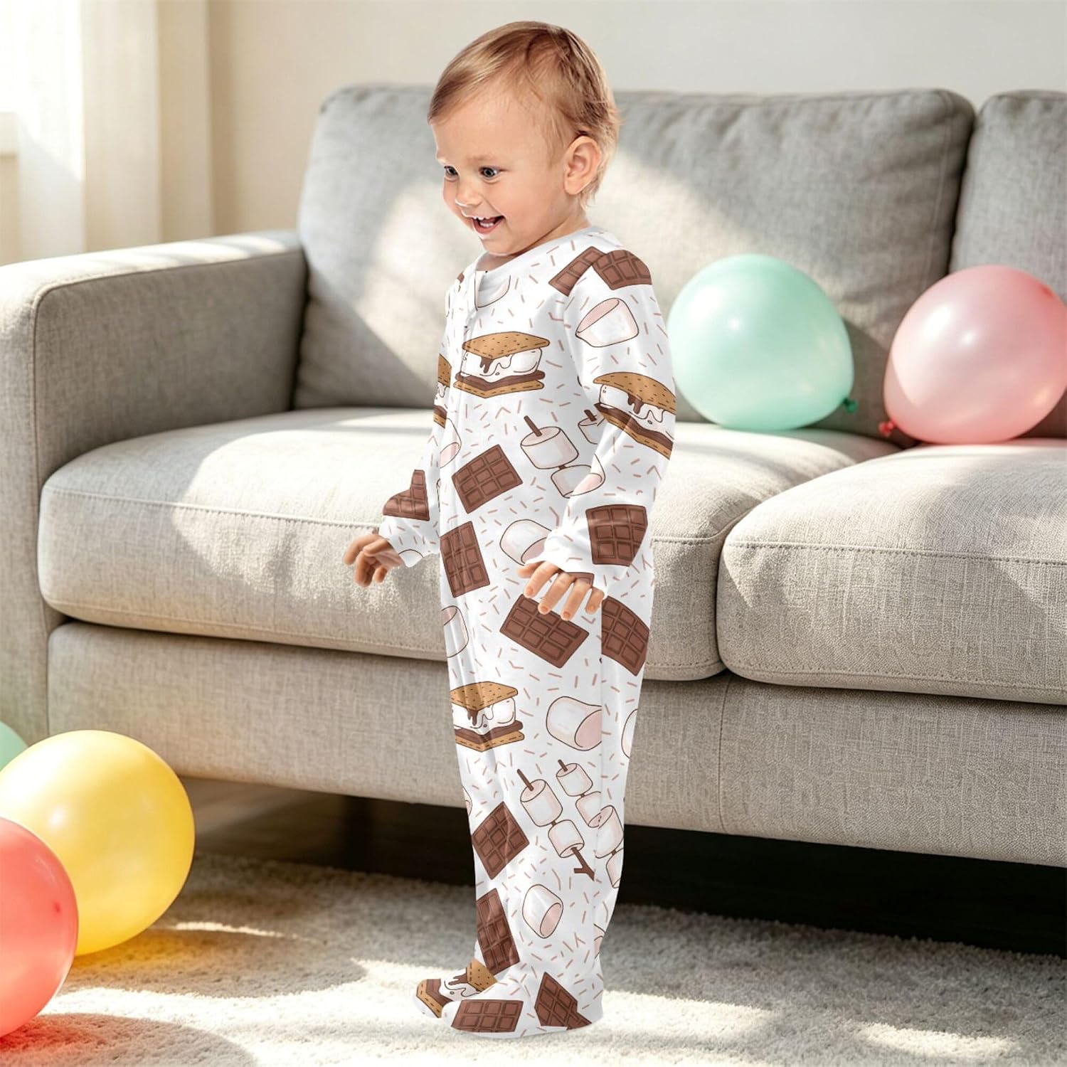 Baby Onesie Long Sleeve Romper Cotton One Piece Footies S'mores Chocolate Marshmallows Grahams Jumpsuits Sets 0-24M
