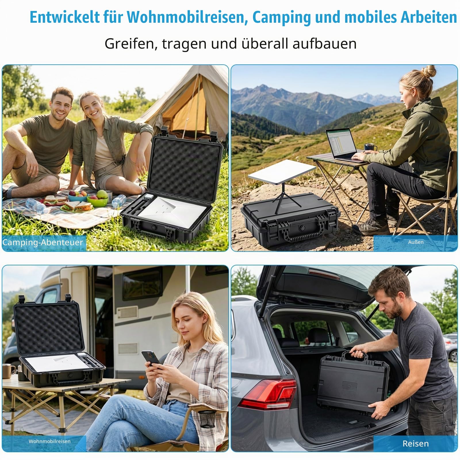 Starlink Mini Tasche, mit Metall Montagestativ, wasserdicht & stoßfest, Hartgehäuse für sämtliches Starlink Mini Zubehör, ideal für Camping, Reisen und Wohnmobile