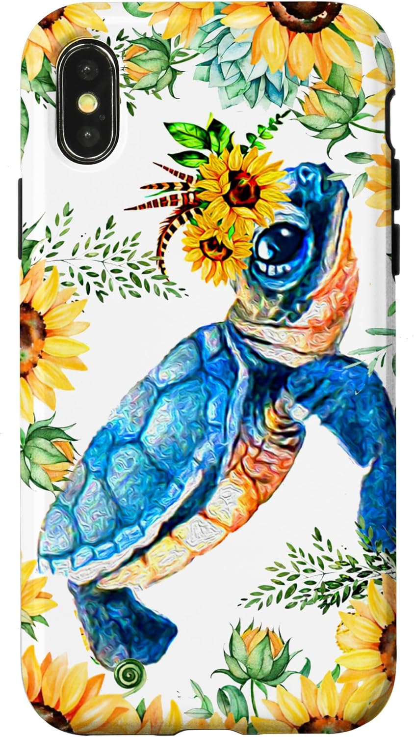 iPhone 15 Turtle Sunflower Case