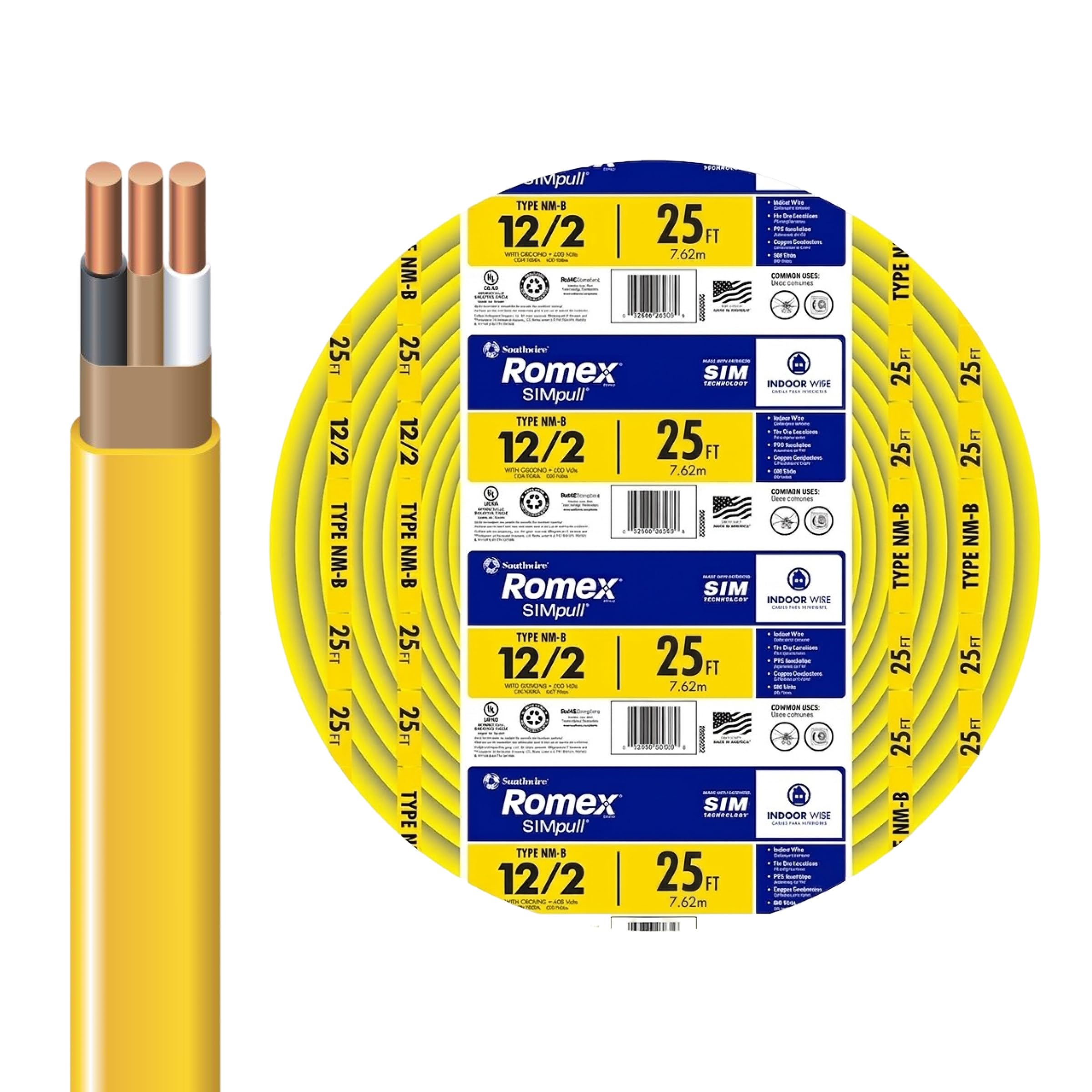 Southwire Romex SIMpull 25 ft. 12/2 Solid CU NM-B W/G Wire