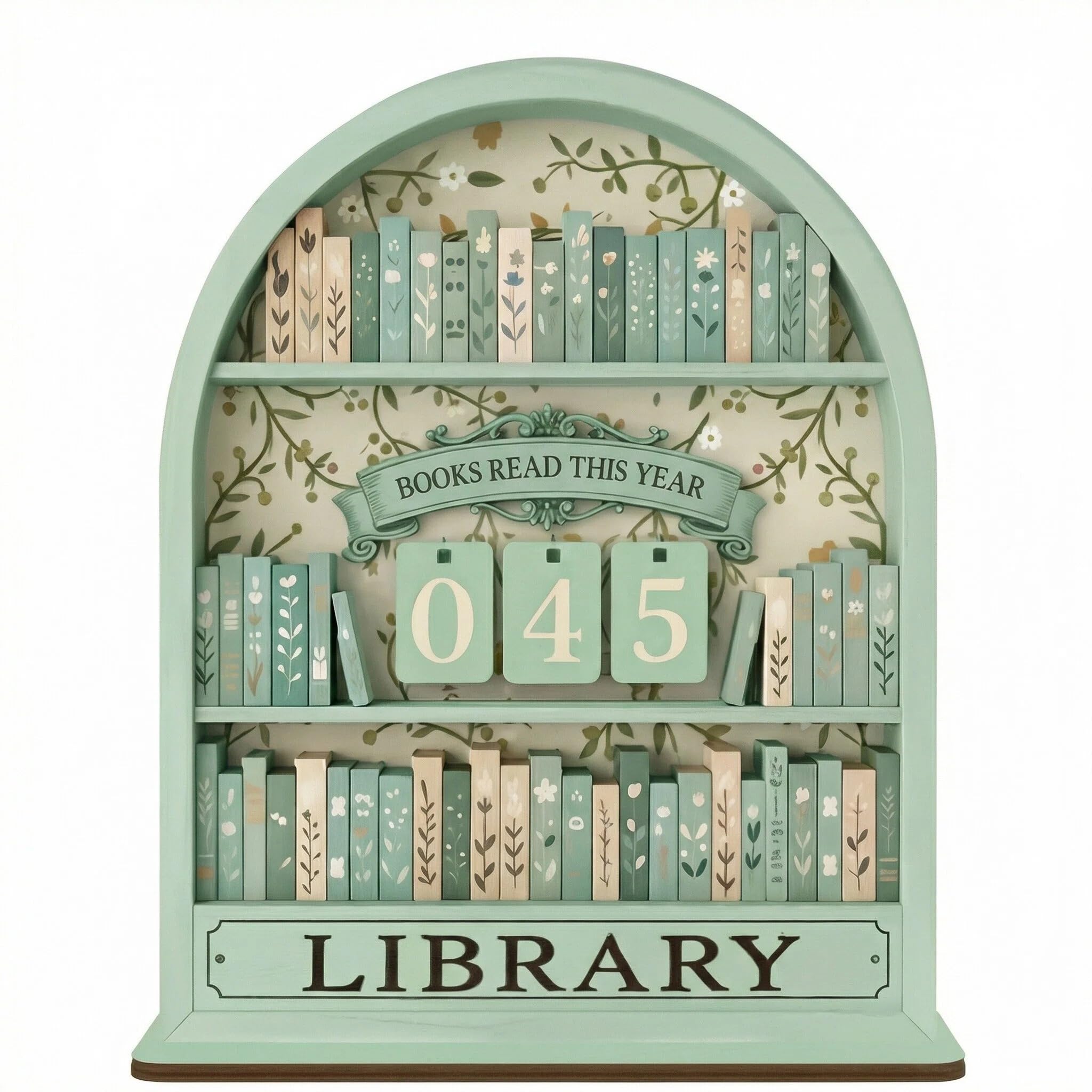 Books Read This Year Sign, Reading Tracker for Home Library Decor, Book Counter for Desk Display, Green Reading Progress Indicator for Book Lovers and Students