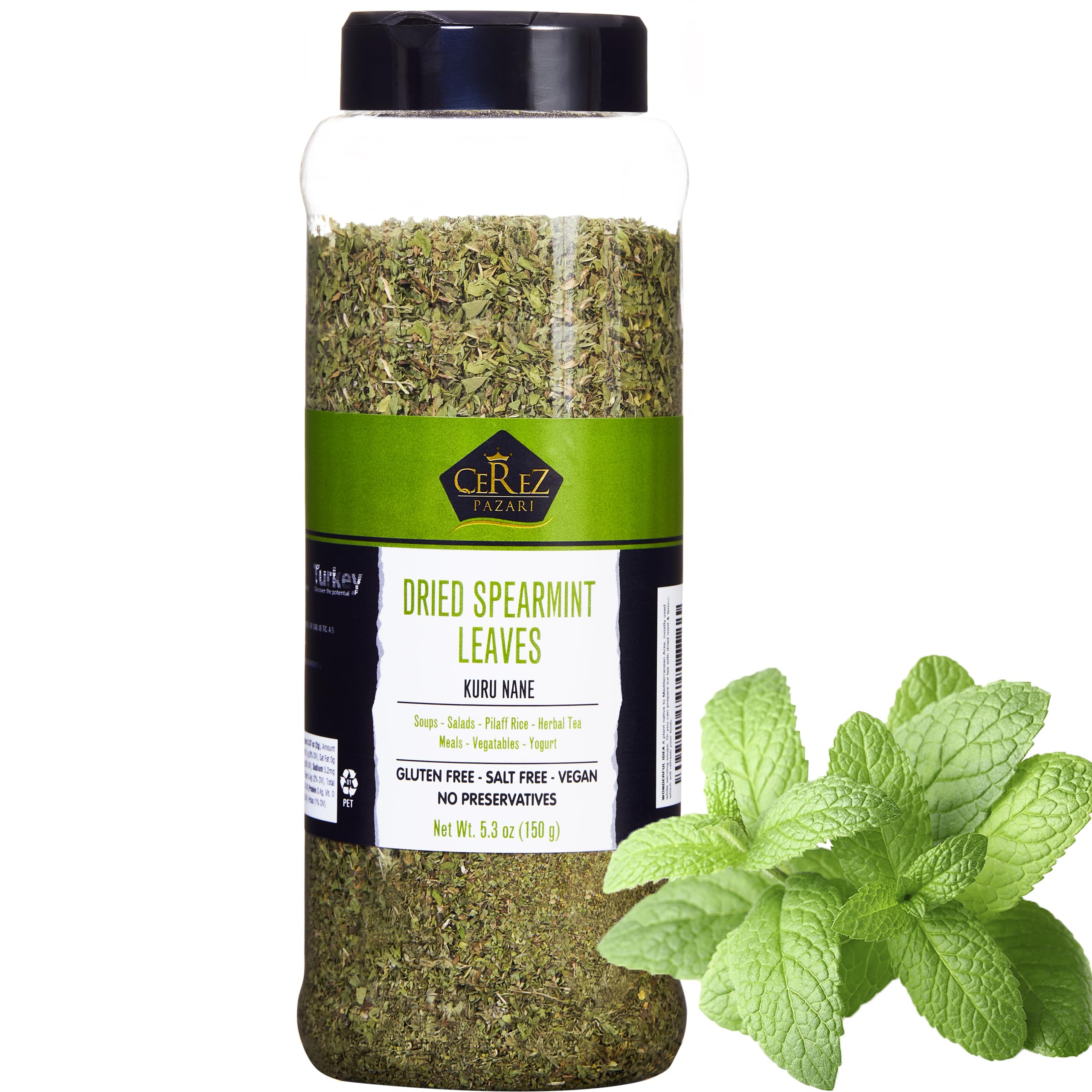 Amazon.com : Cerez Pazari Dried Mint Leaves 5.3oz |%100 Natural