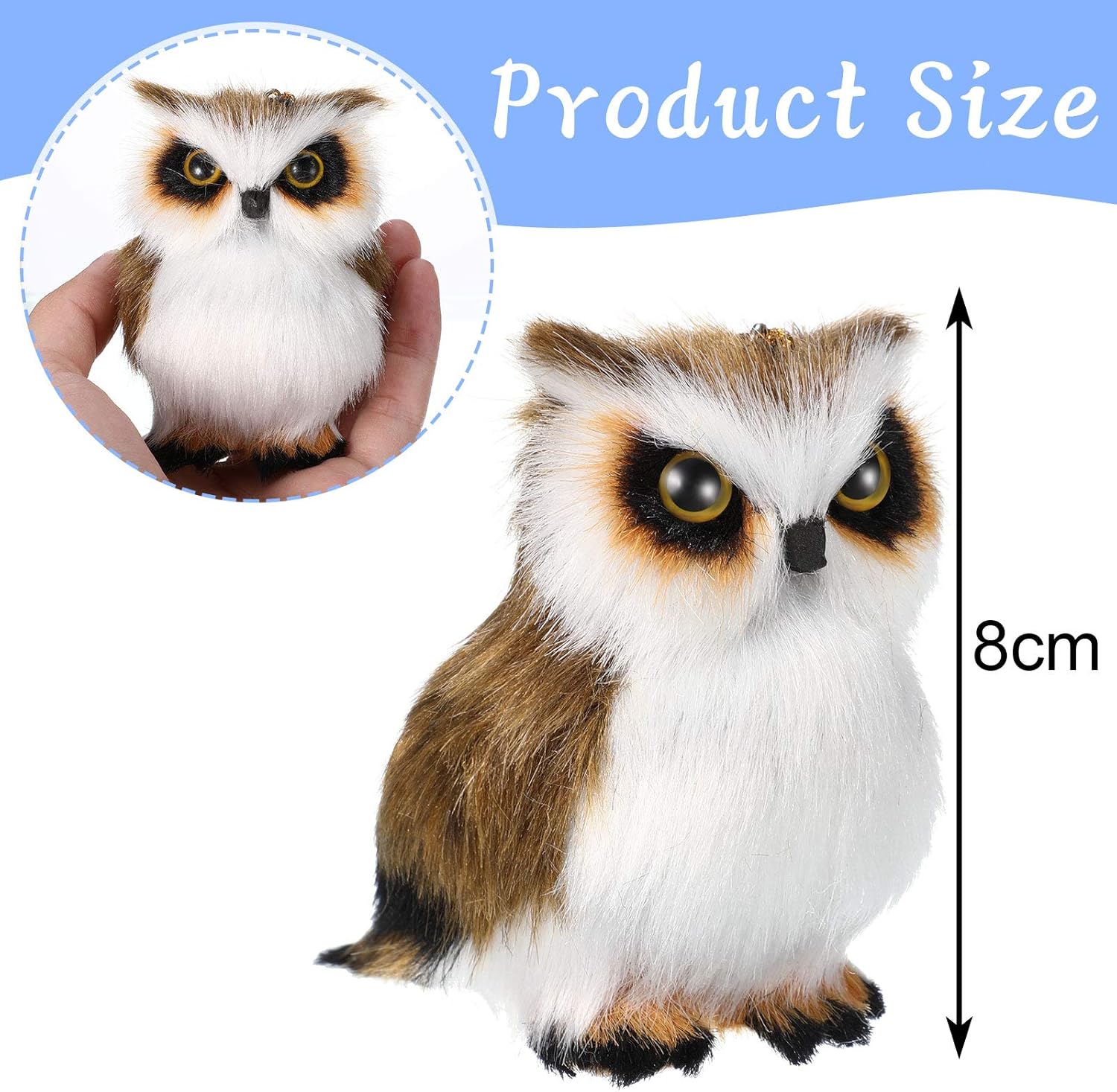 6 Pieces Mini Owl Plush Toy 3.2 Inch Plush Animal Christmas Hanging Ornaments for Christmas Tree Woodland Gray White Stuffed Animal Toy Soft Owl Doll Hanging Pendant Ornament