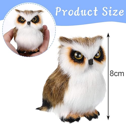 Miniatura 2 de Skylety 6 piezas de mini búho de peluche de 3.2 pulgadas, adornos colgantes de Navidad para árbol de Navidad, bosque, gris y blanco, juguete de